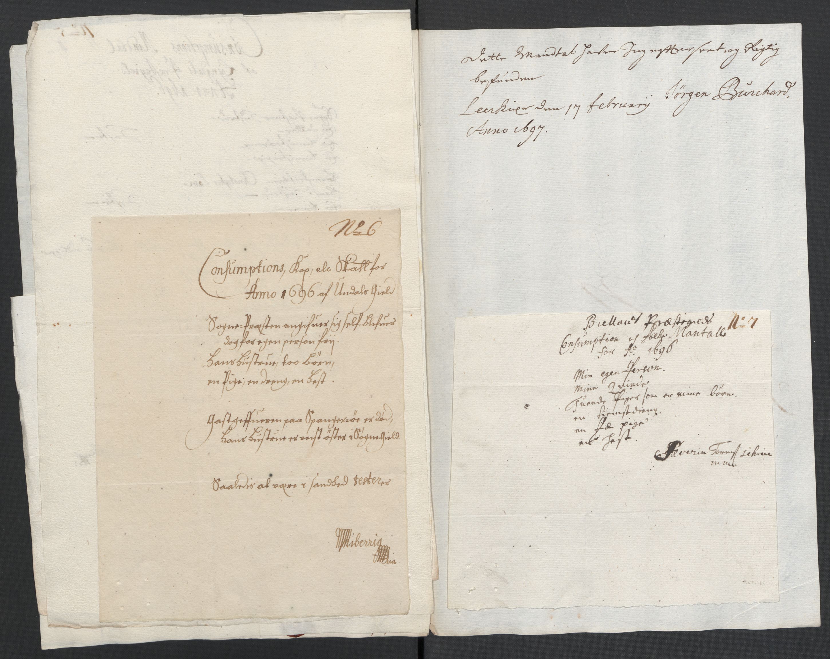 Rentekammeret inntil 1814, Reviderte regnskaper, Fogderegnskap, AV/RA-EA-4092/R43/L2546: Fogderegnskap Lista og Mandal, 1696-1697, p. 71