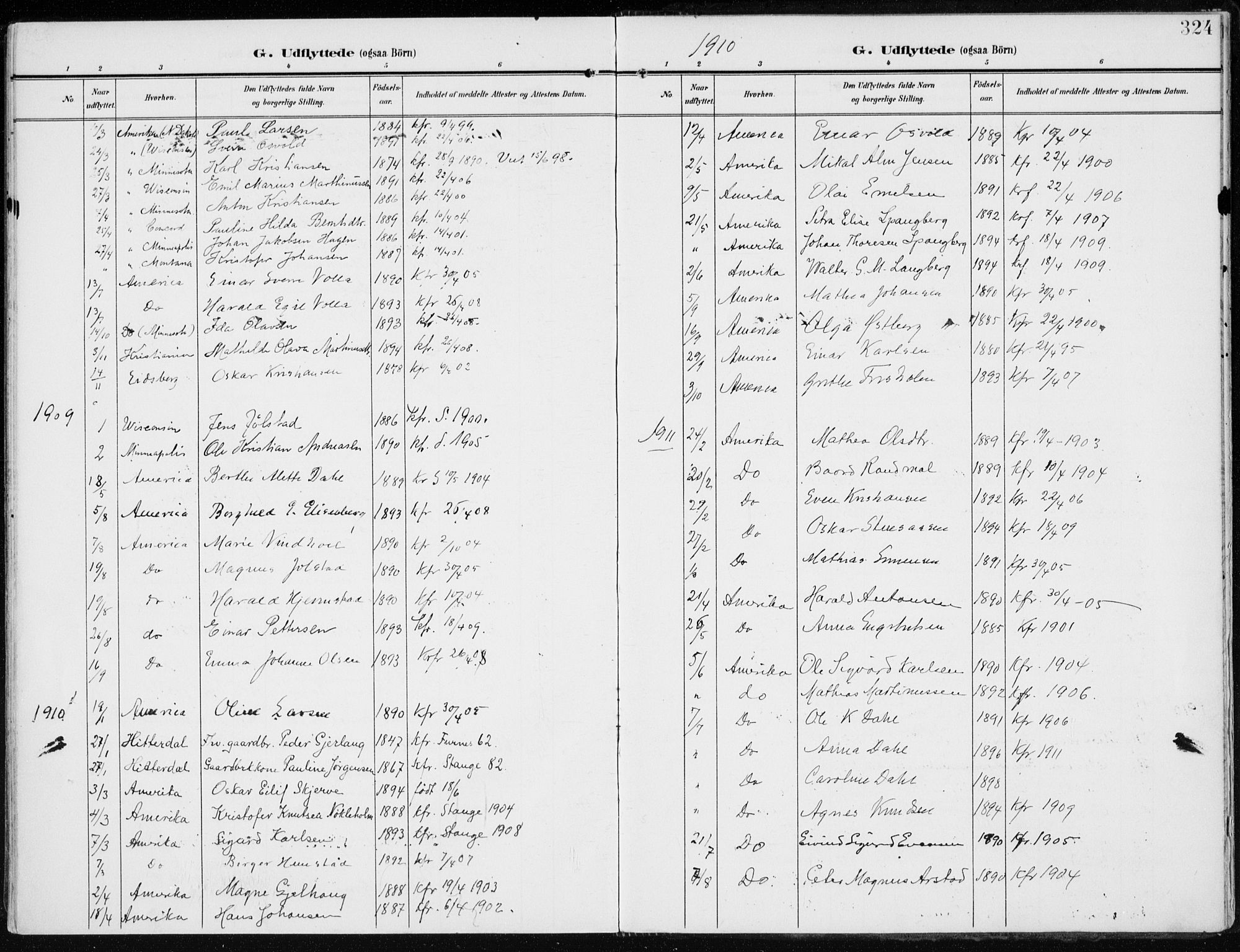 Stange prestekontor, SAH/PREST-002/K/L0024: Parish register (official) no. 24, 1906-1922, p. 324