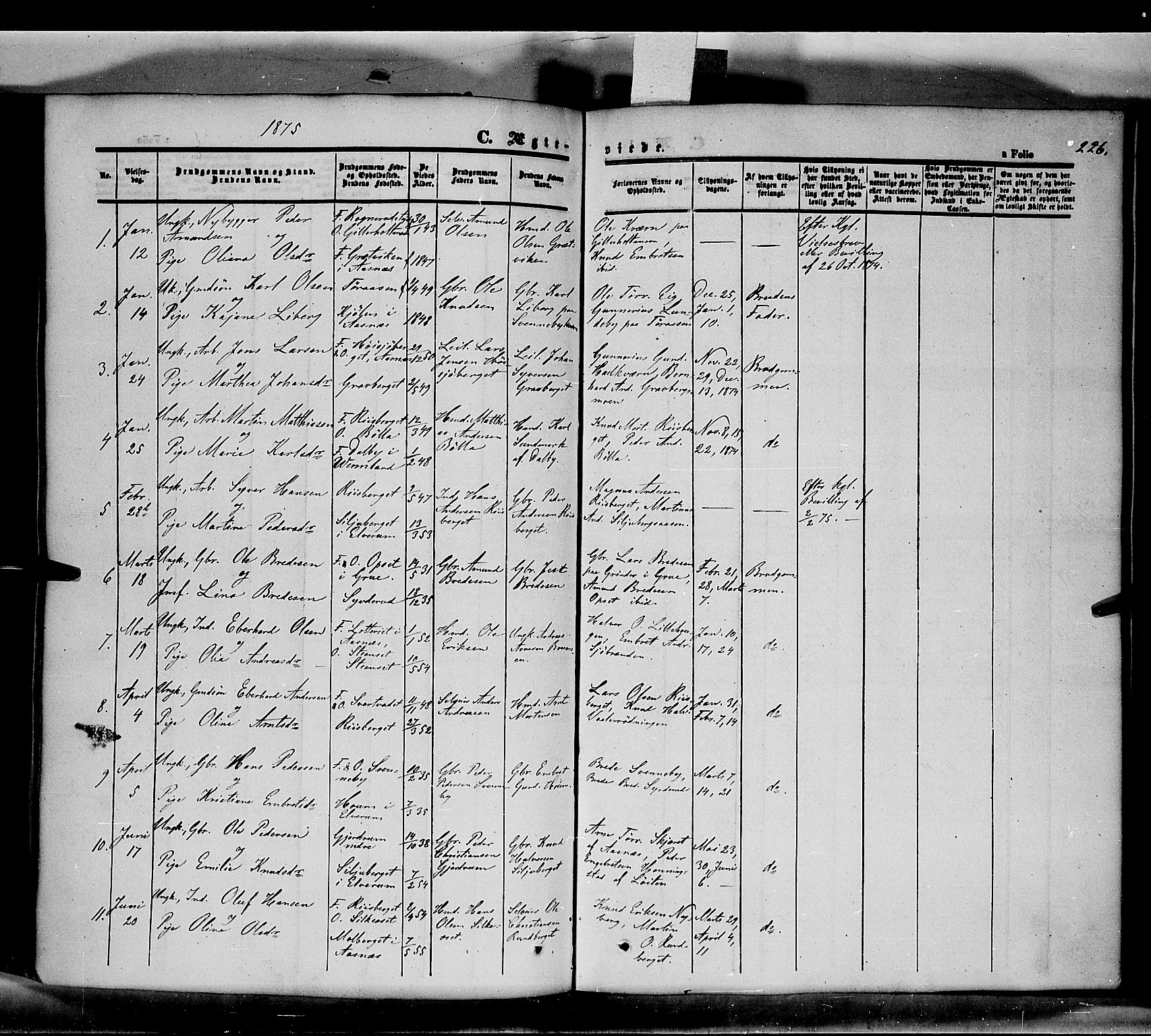 Våler prestekontor, Hedmark, AV/SAH-PREST-040/H/Ha/Haa/L0001: Parish register (official) no. 1, 1849-1878, p. 226