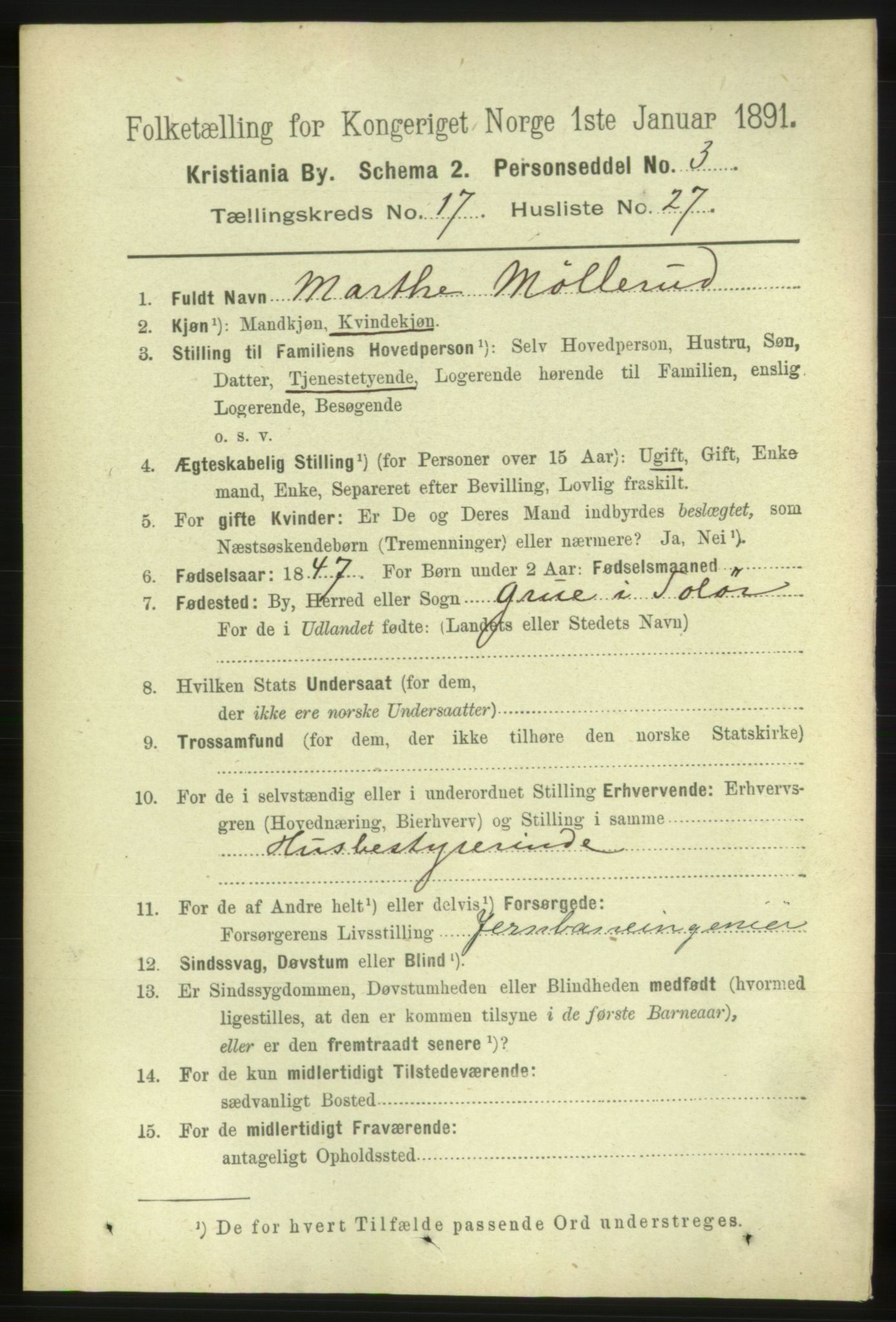 RA, 1891 census for 0301 Kristiania, 1891, p. 8724