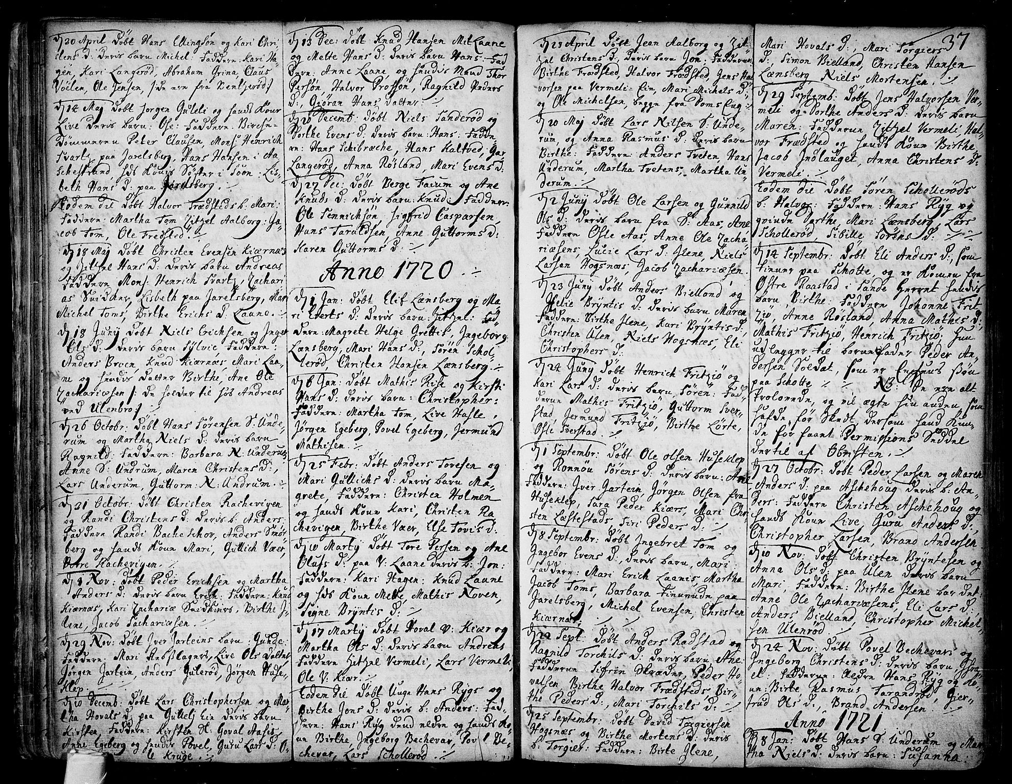 Sem kirkebøker, SAKO/A-5/F/Fa/L0001: Parish register (official) no. I 1, 1702-1763, p. 37