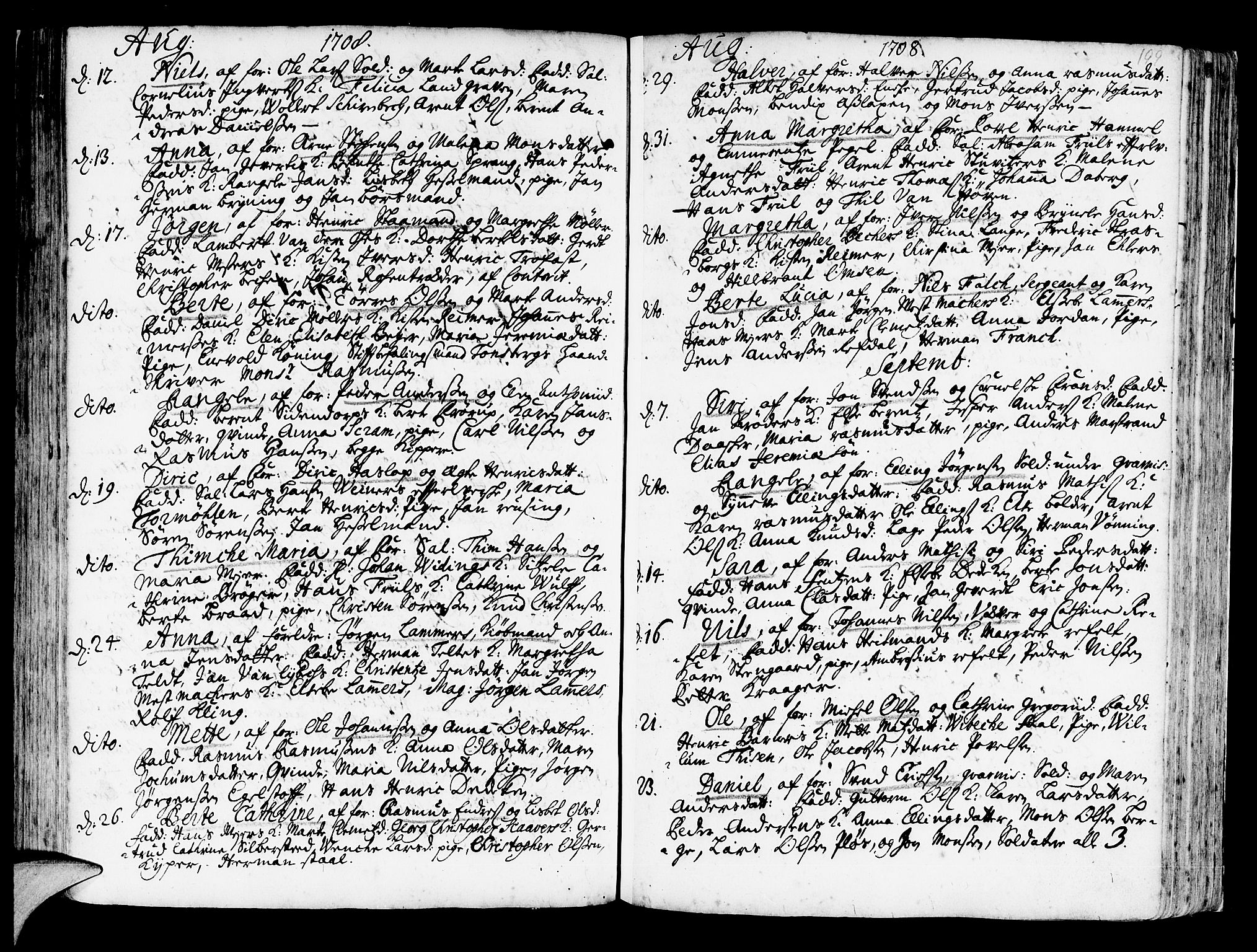 Korskirken sokneprestembete, AV/SAB-A-76101/H/Haa/L0003: Parish register (official) no. A 3, 1698-1719, p. 199