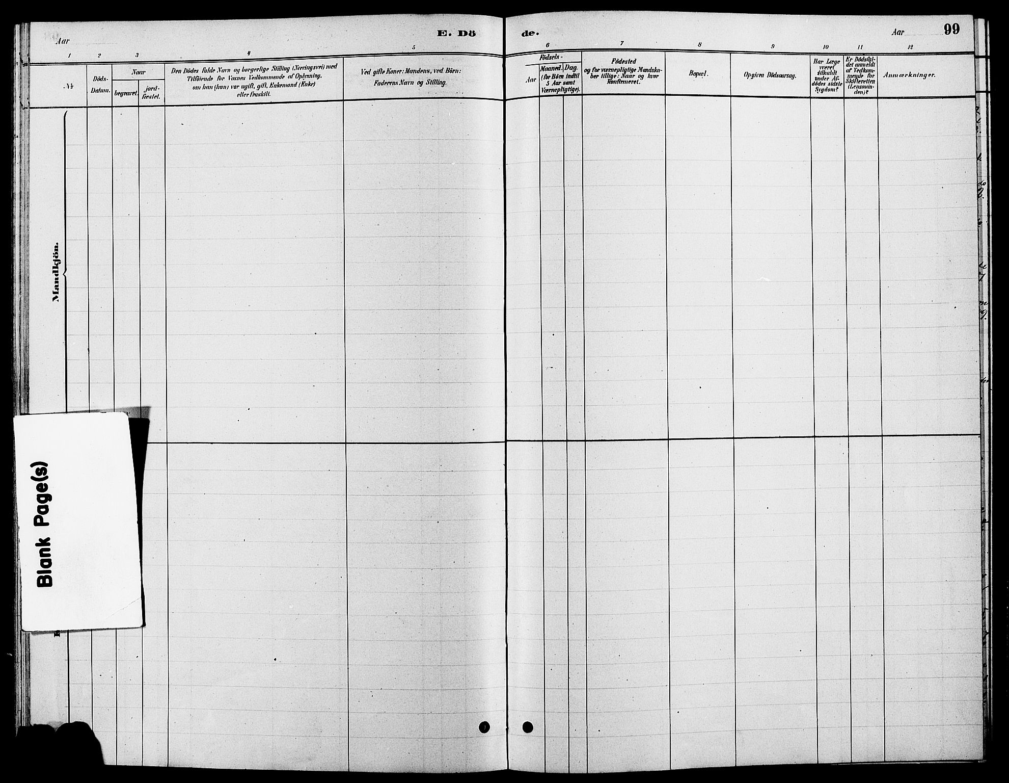 Tynset prestekontor, AV/SAH-PREST-058/H/Ha/Hab/L0007: Parish register (copy) no. 7, 1880-1901, p. 99