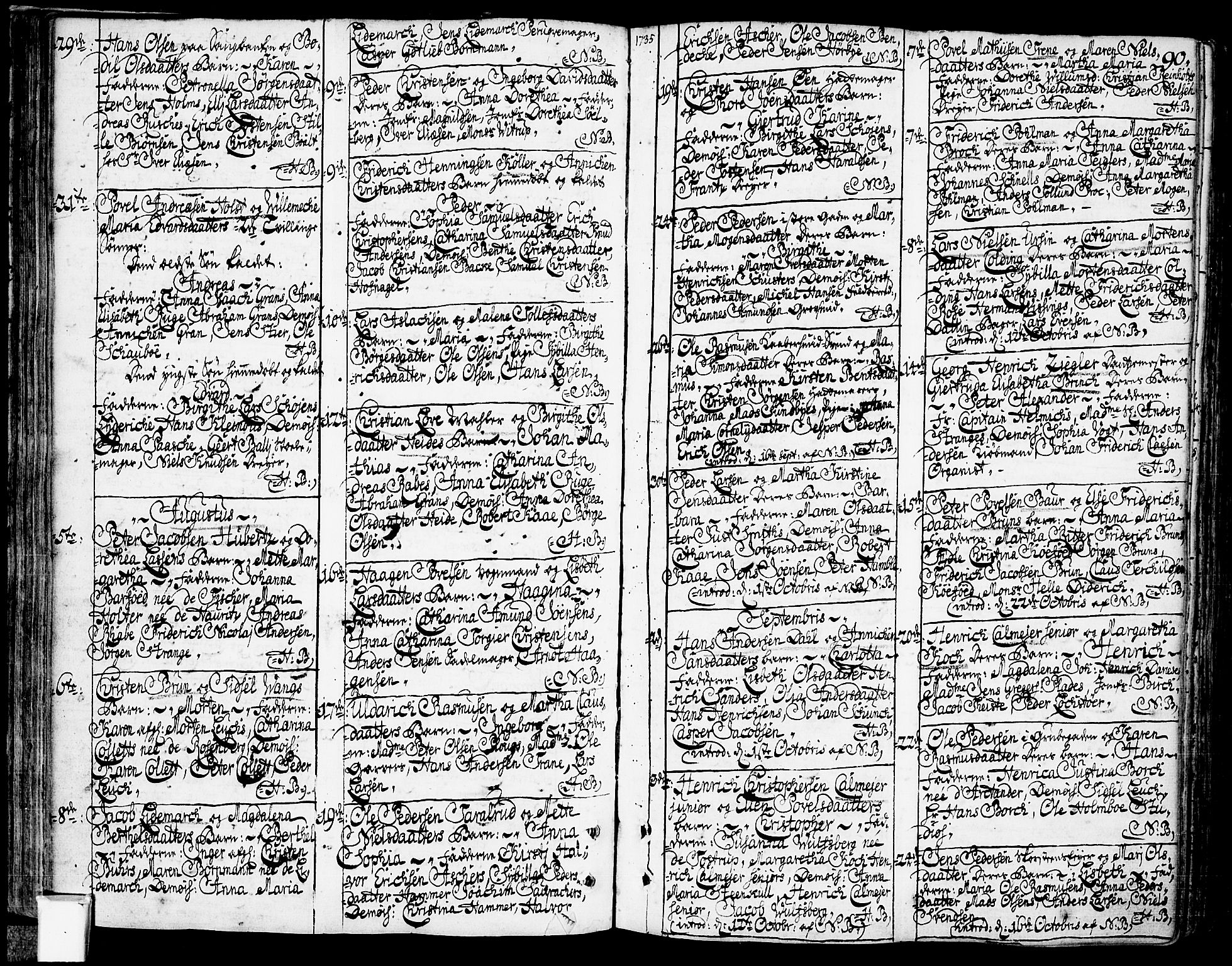 Oslo domkirke Kirkebøker, SAO/A-10752/F/Fa/L0003: Parish register (official) no. 3, 1731-1743, p. 90