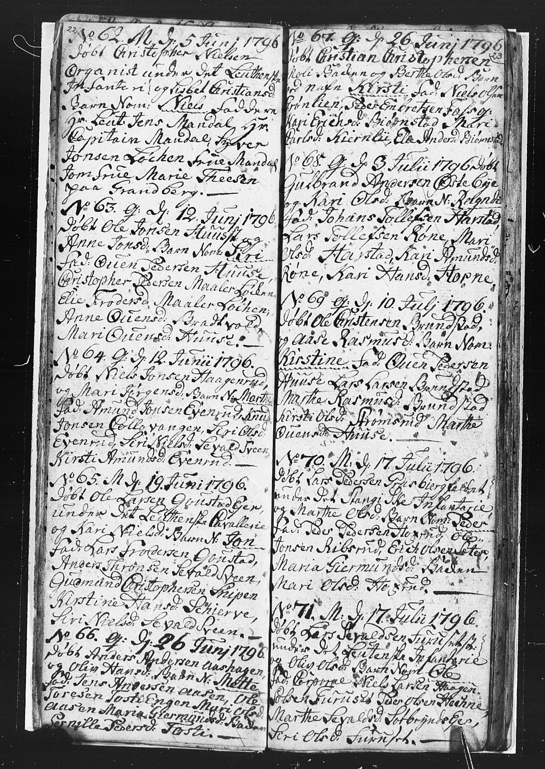Romedal prestekontor, SAH/PREST-004/L/L0002: Parish register (copy) no. 2, 1795-1800, p. 22-23
