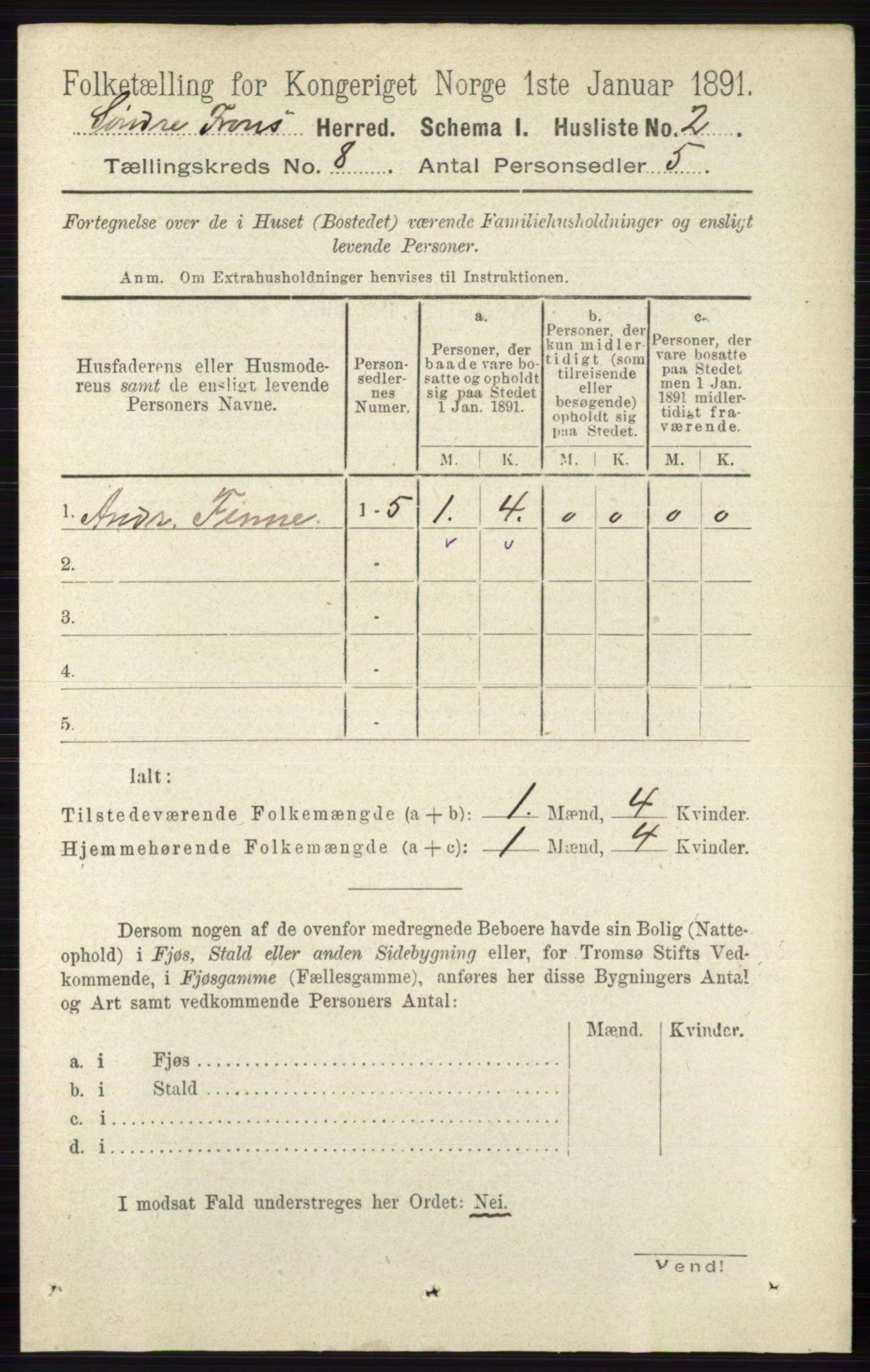 RA, 1891 census for 0519 Sør-Fron, 1891, p. 3709