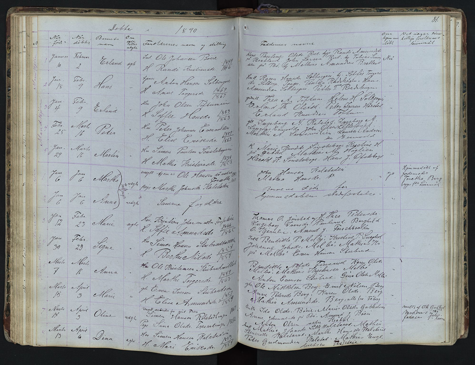 Vestre Gausdal prestekontor, SAH/PREST-094/H/Ha/Hab/L0001: Parish register (copy) no. 1, 1867-1895, p. 81