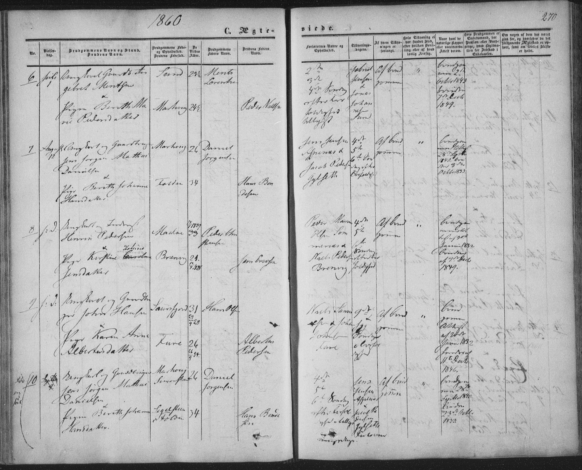 Ministerialprotokoller, klokkerbøker og fødselsregistre - Nordland, AV/SAT-A-1459/855/L0800: Parish register (official) no. 855A08, 1852-1864, p. 270