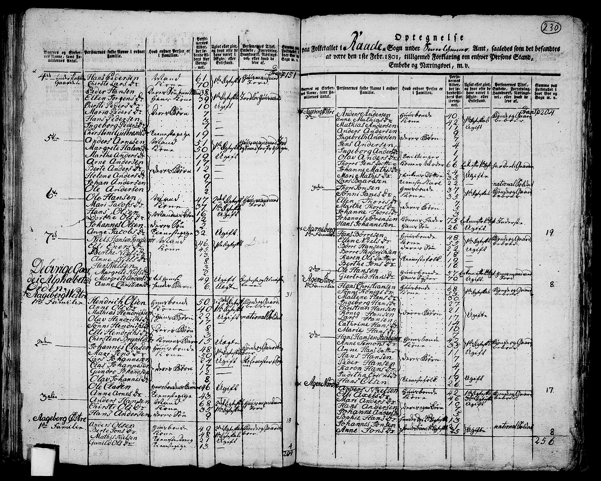 RA, 1801 census for 0135P Råde, 1801, p. 229b-230a