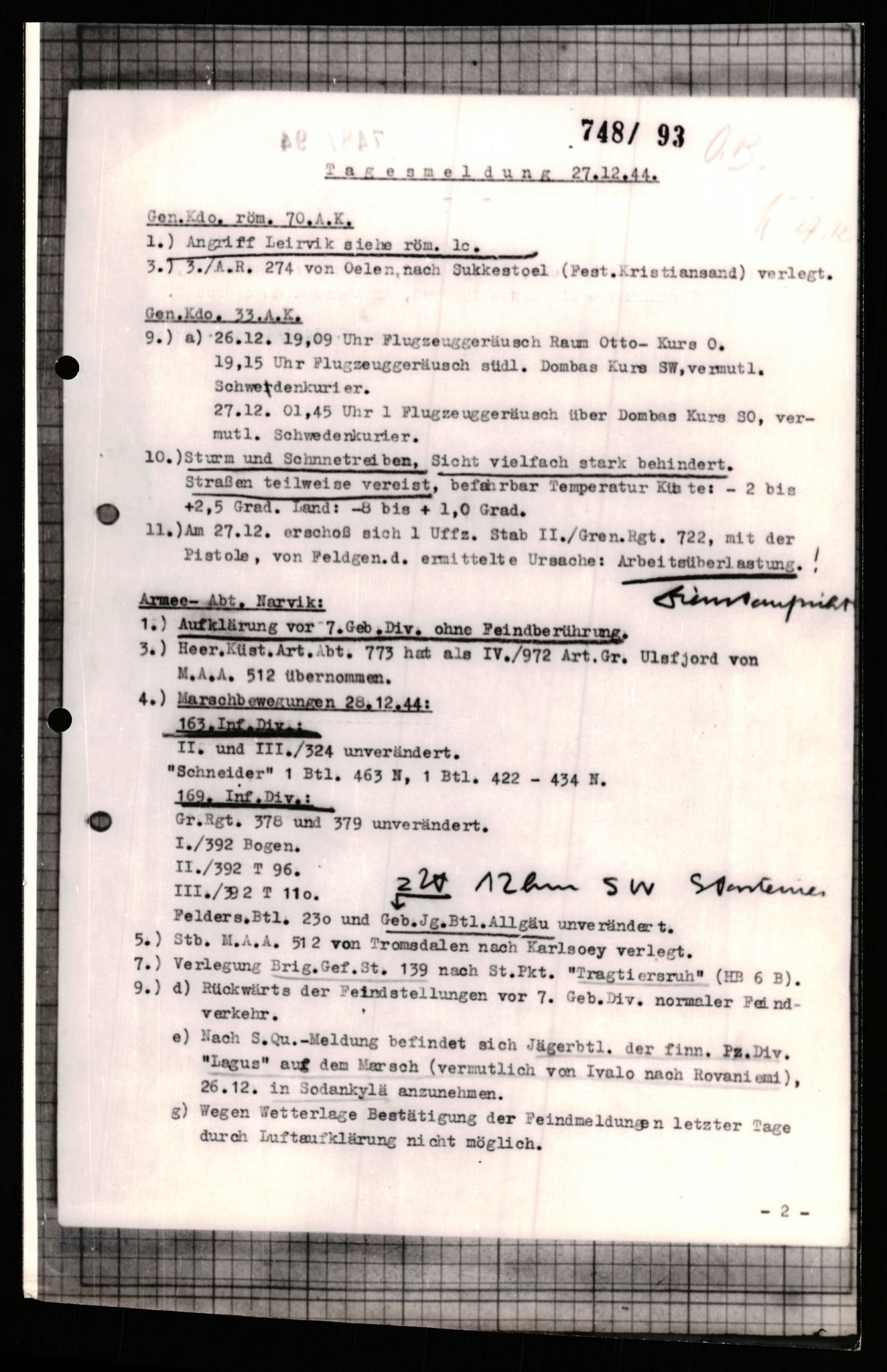 Forsvarets Overkommando. 2 kontor. Arkiv 11.4. Spredte tyske arkivsaker, AV/RA-RAFA-7031/D/Dar/Dara/L0001: Krigsdagbøker for 20. Gebirgs-Armee-Oberkommando (AOK 20), 1944-1945, p. 194