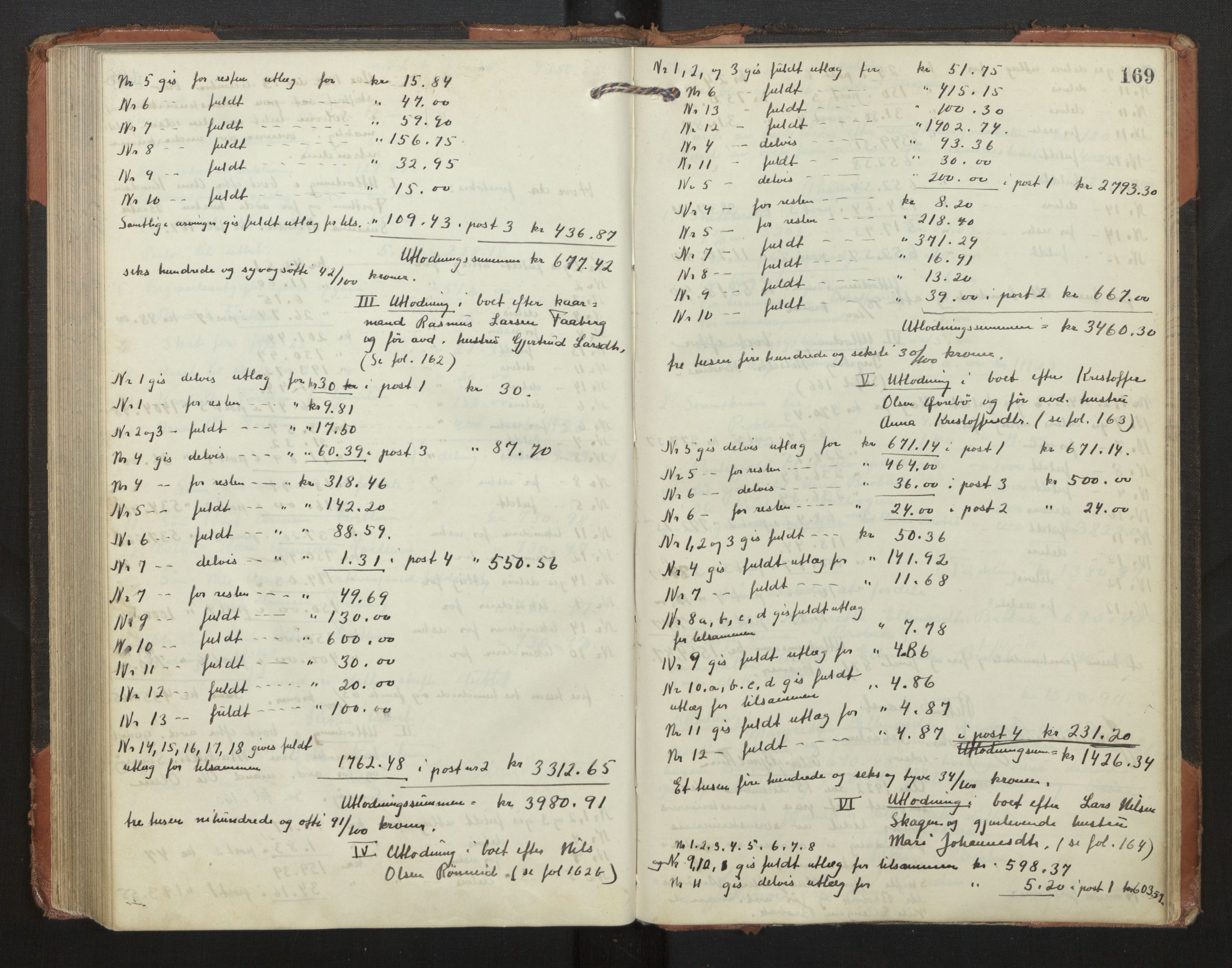Indre Sogn tingrett, AV/SAB-A-3301/1/H/Hd/L0008: Skifteutlodningsprotokoll 8, 1912-1923, p. 168b-169a