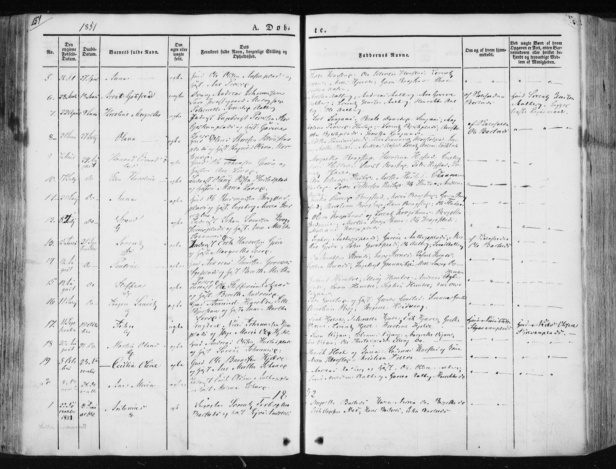Ministerialprotokoller, klokkerbøker og fødselsregistre - Nord-Trøndelag, SAT/A-1458/730/L0280: Parish register (official) no. 730A07 /3, 1840-1854, p. 151