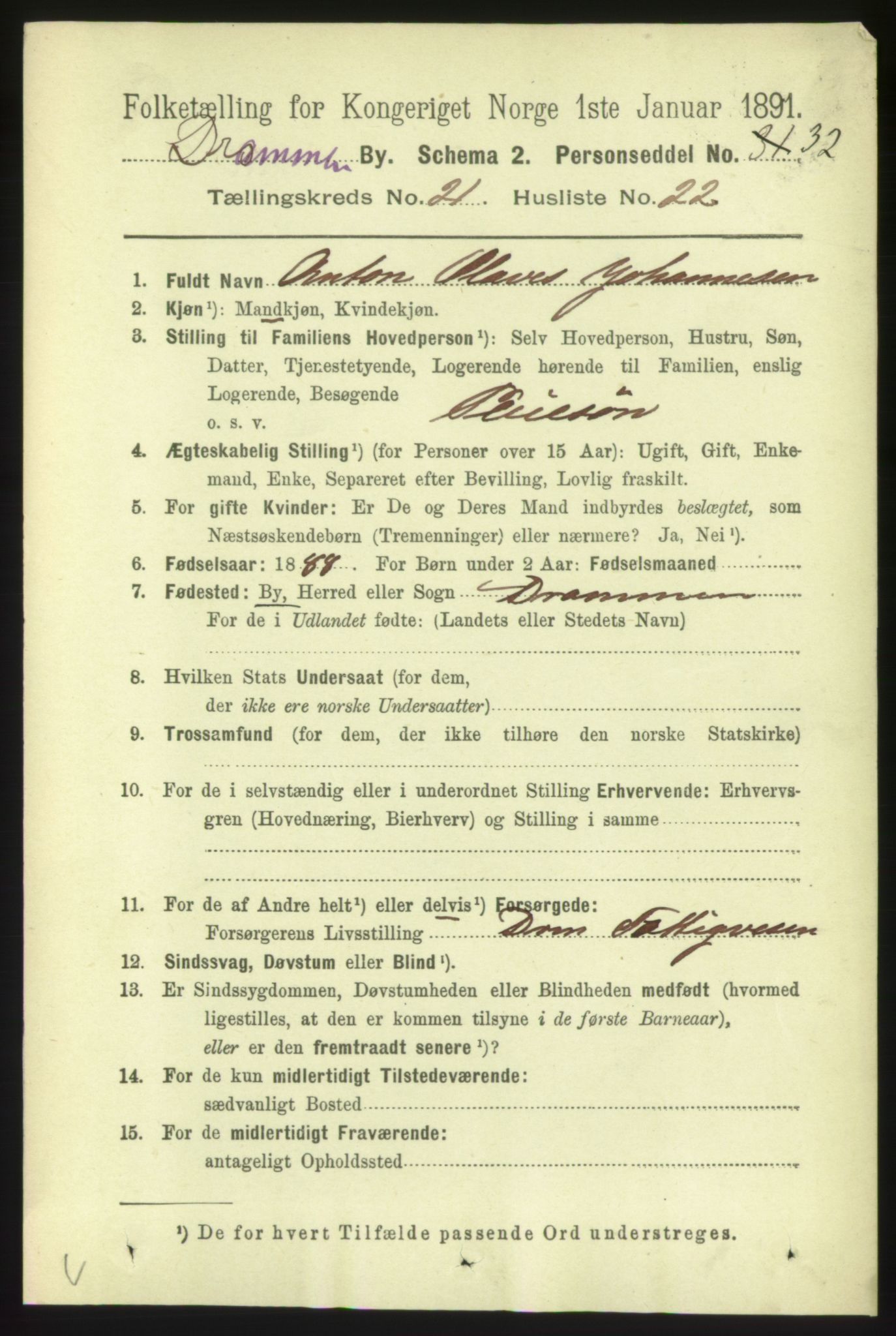 RA, 1891 census for 0602 Drammen, 1891, p. 13292