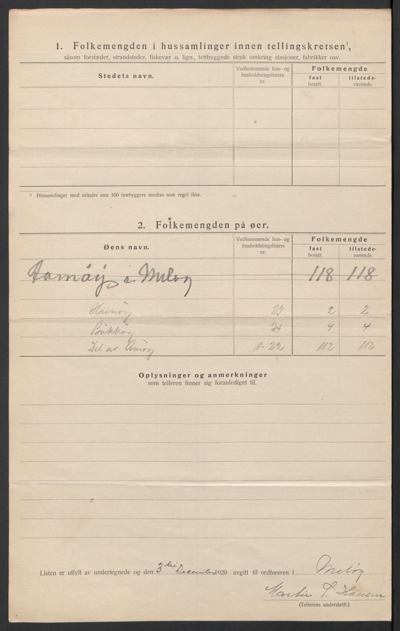 SAT, 1920 census for Meløy, 1920, p. 14