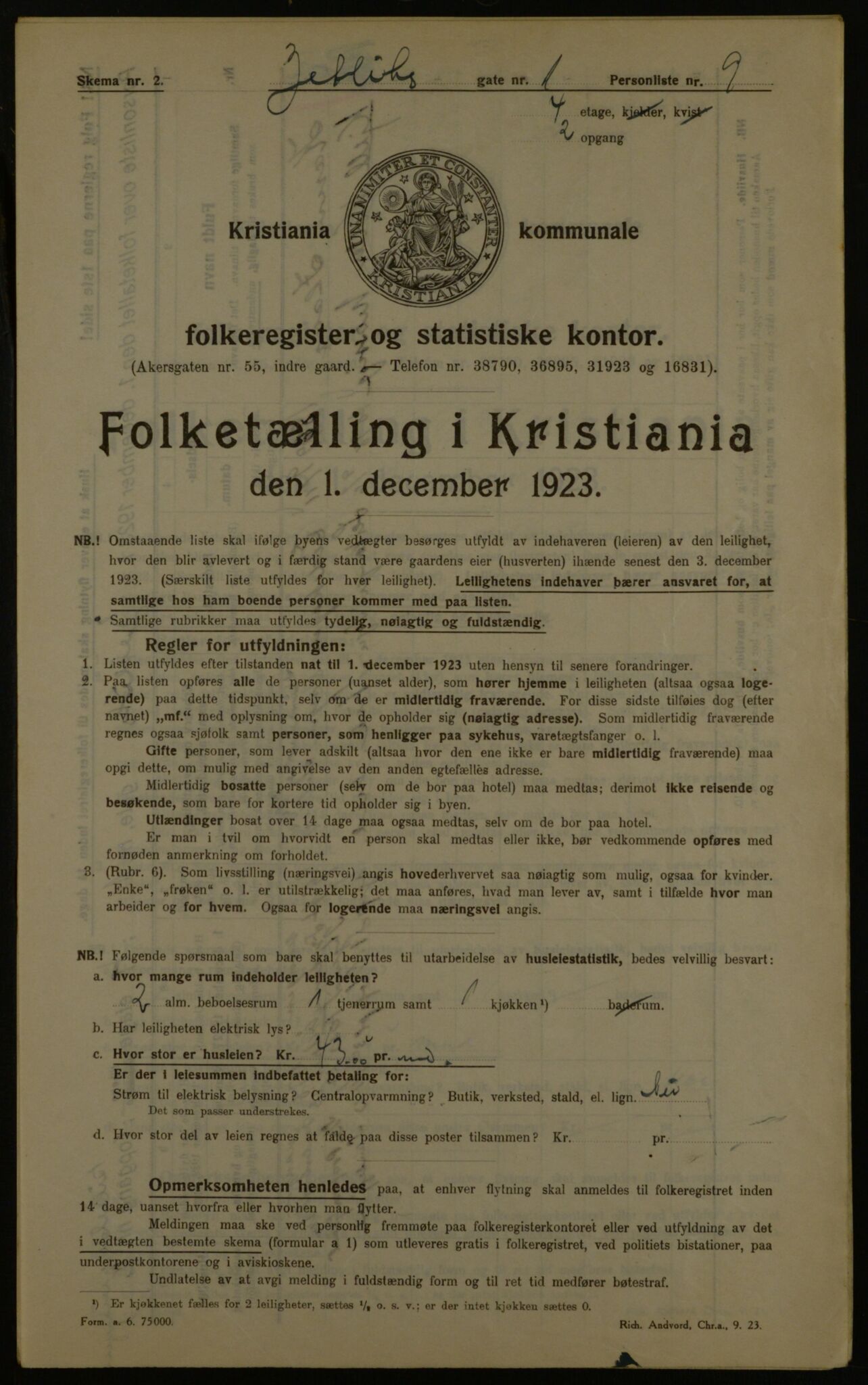 OBA, Municipal Census 1923 for Kristiania, 1923, p. 141873