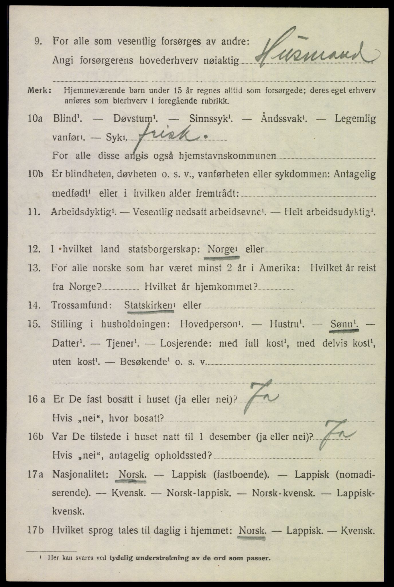 SAT, 1920 census for Evenes, 1920, p. 2997