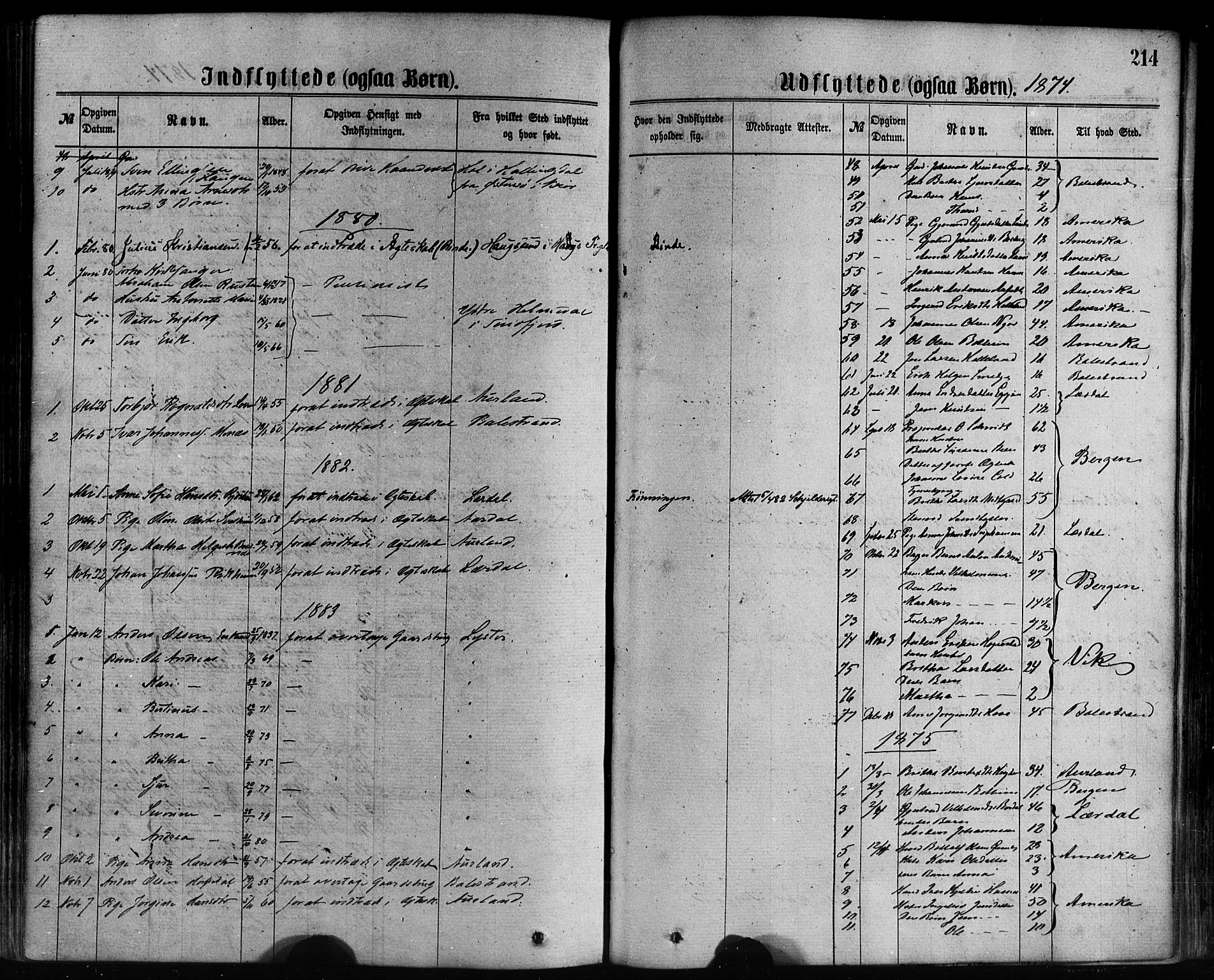 Leikanger sokneprestembete, SAB/A-81001: Parish register (official) no. A 9, 1869-1888, p. 214