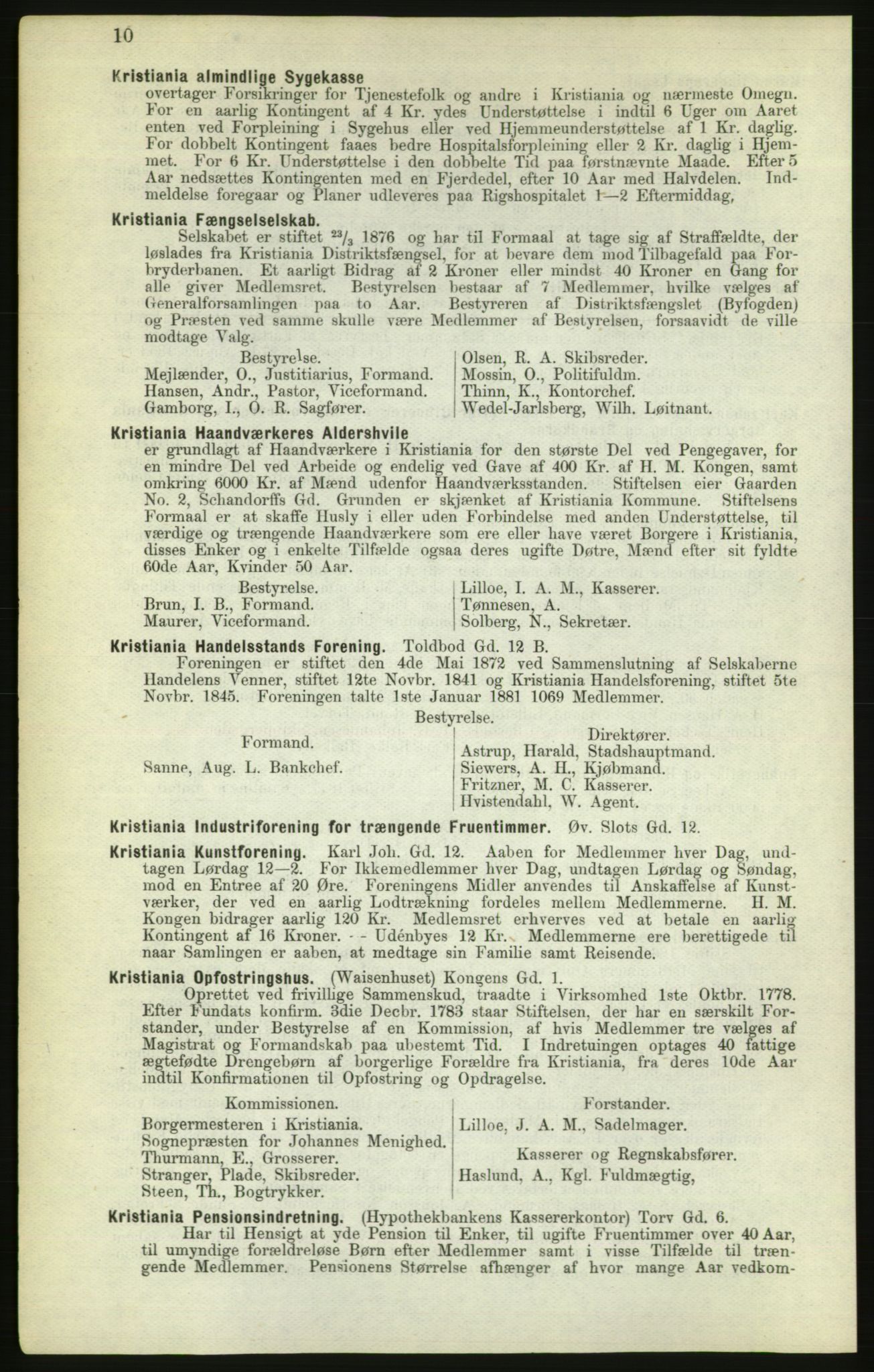 Kristiania/Oslo adressebok, PUBL/-, 1882, p. 10