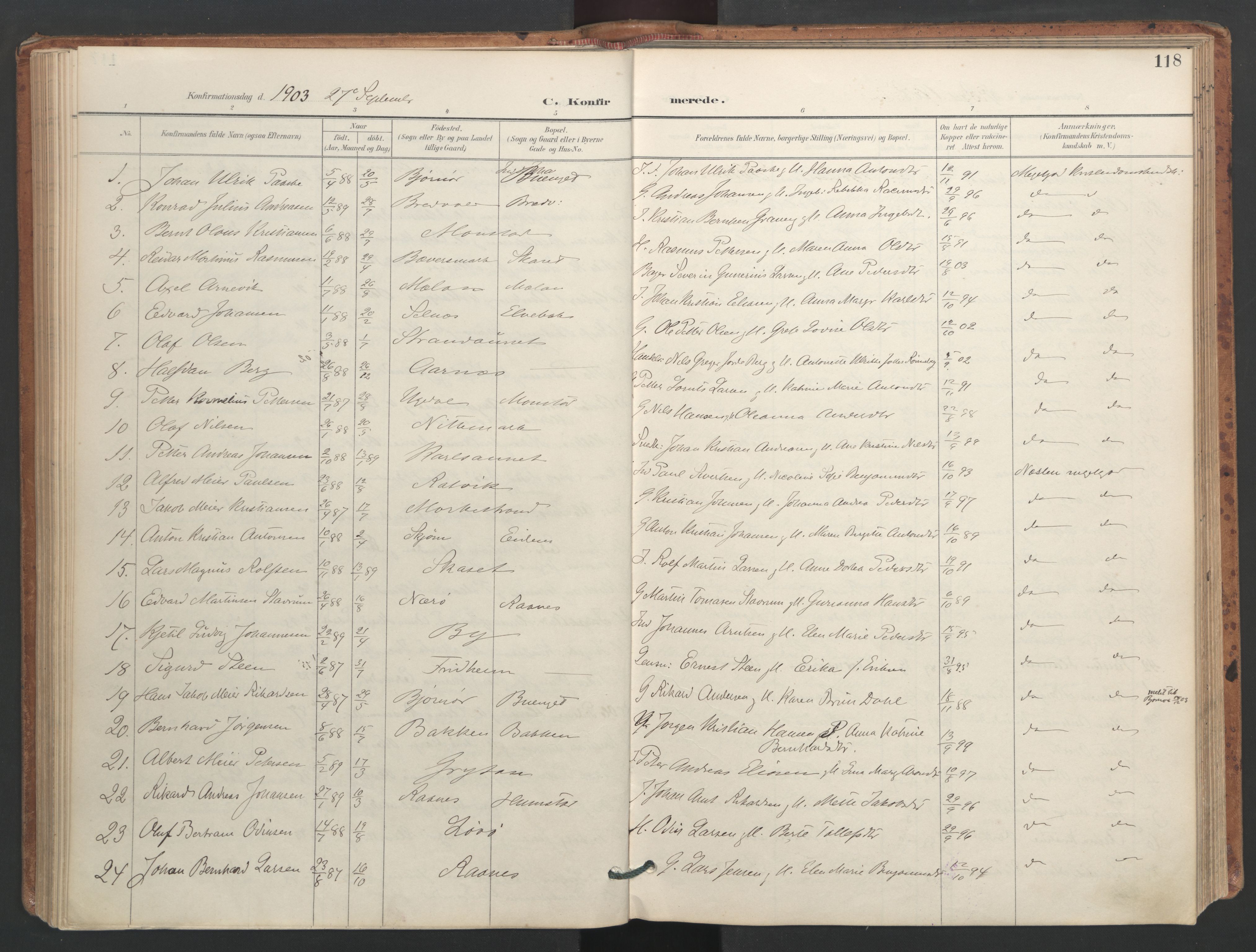 Ministerialprotokoller, klokkerbøker og fødselsregistre - Sør-Trøndelag, SAT/A-1456/655/L0681: Parish register (official) no. 655A10, 1895-1907, p. 118