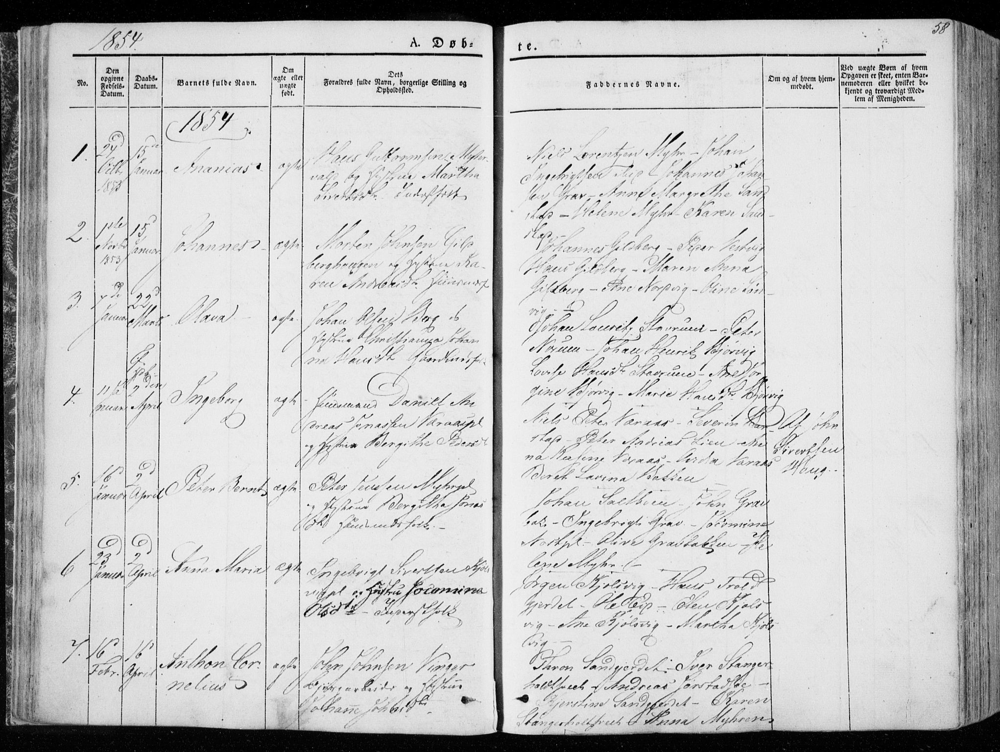 Ministerialprotokoller, klokkerbøker og fødselsregistre - Nord-Trøndelag, SAT/A-1458/722/L0218: Parish register (official) no. 722A05, 1843-1868, p. 58