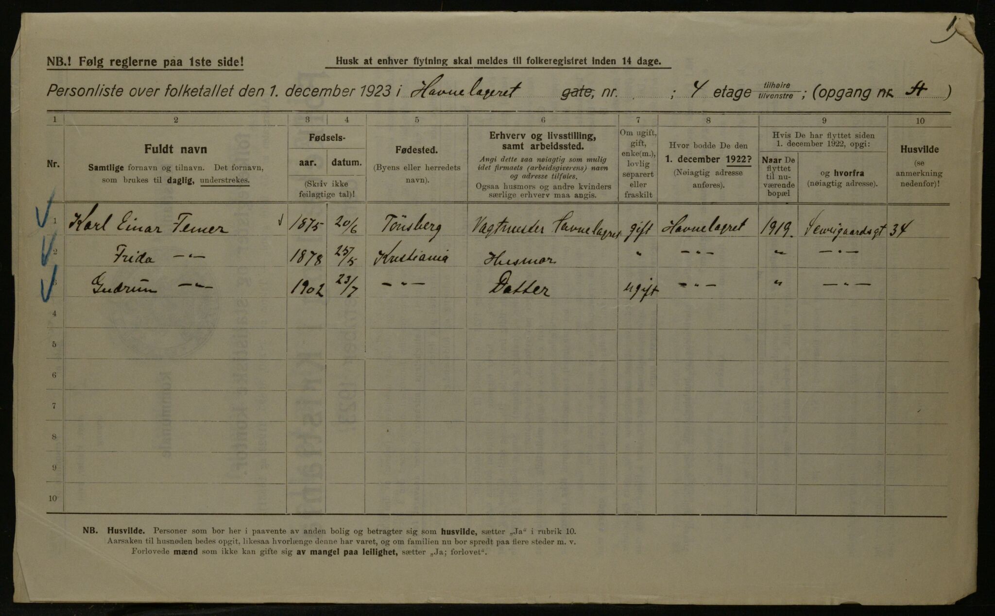 OBA, Municipal Census 1923 for Kristiania, 1923, p. 63173