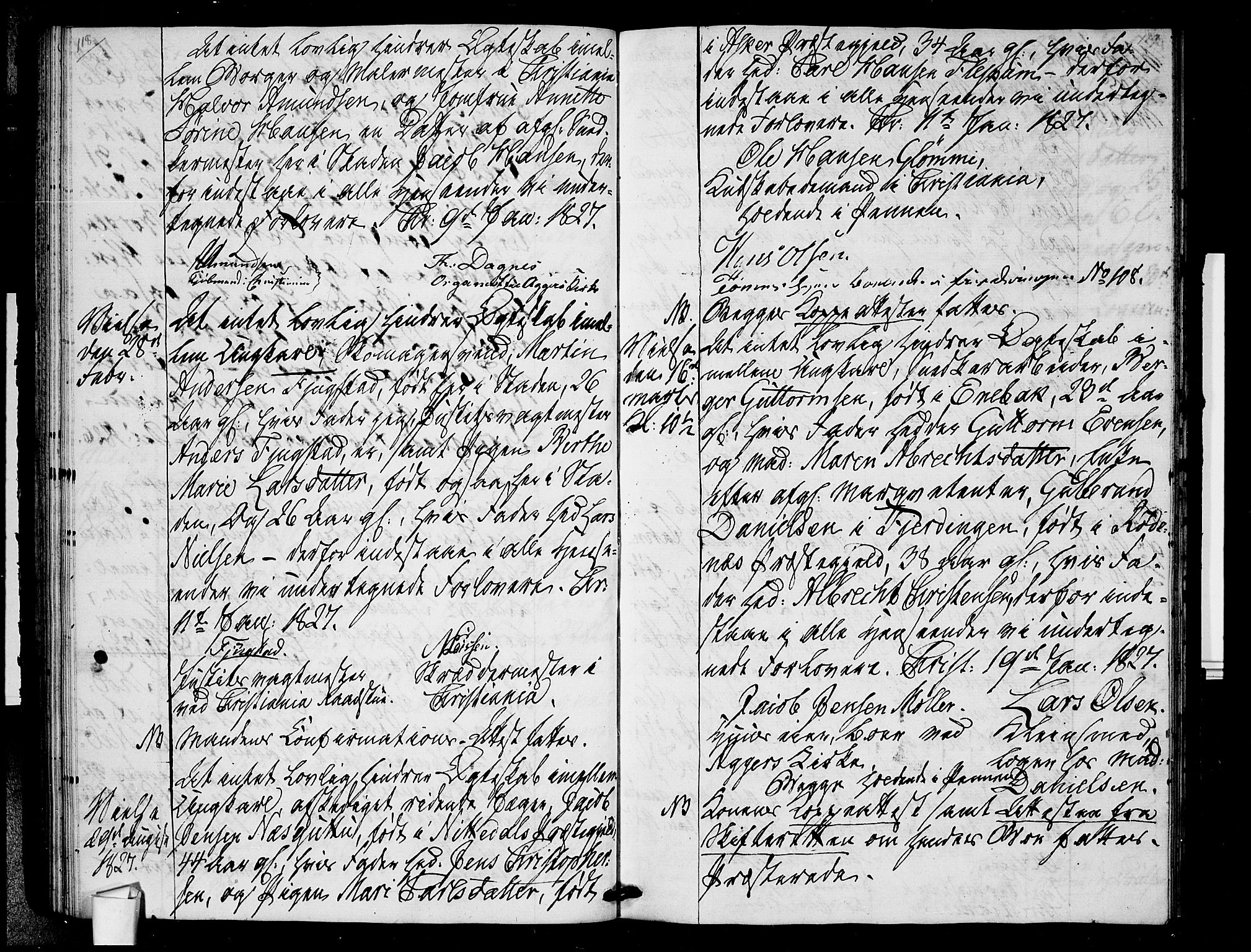 Oslo domkirke Kirkebøker, SAO/A-10752/L/La/L0014: Best man's statements no. 14, 1824-1827, p. 118-119