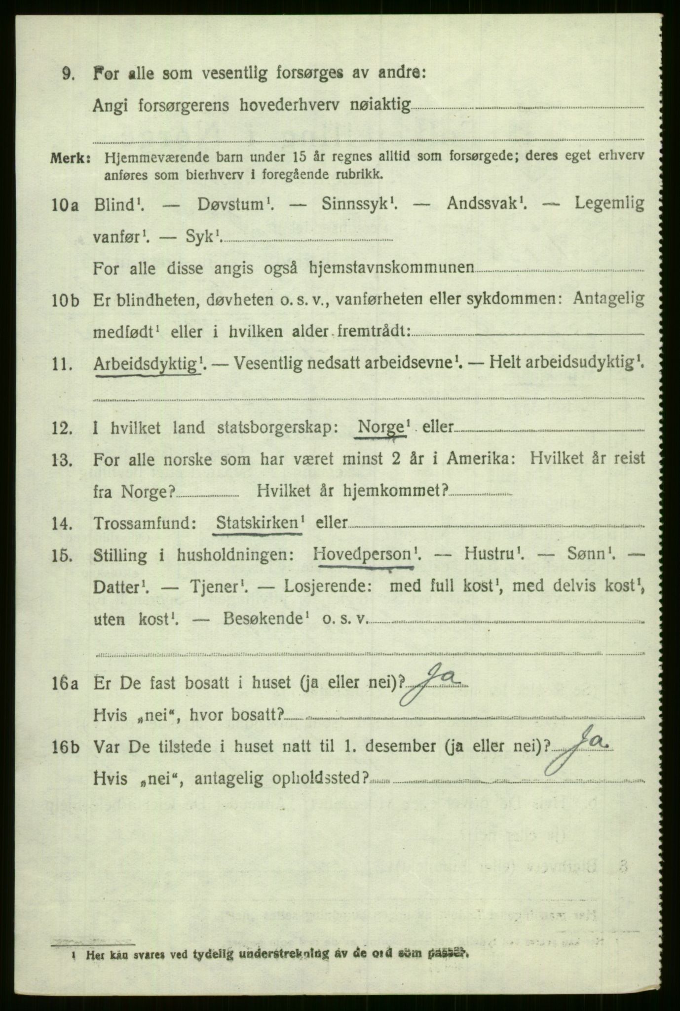 SAB, 1920 census for Voss, 1920, p. 3534