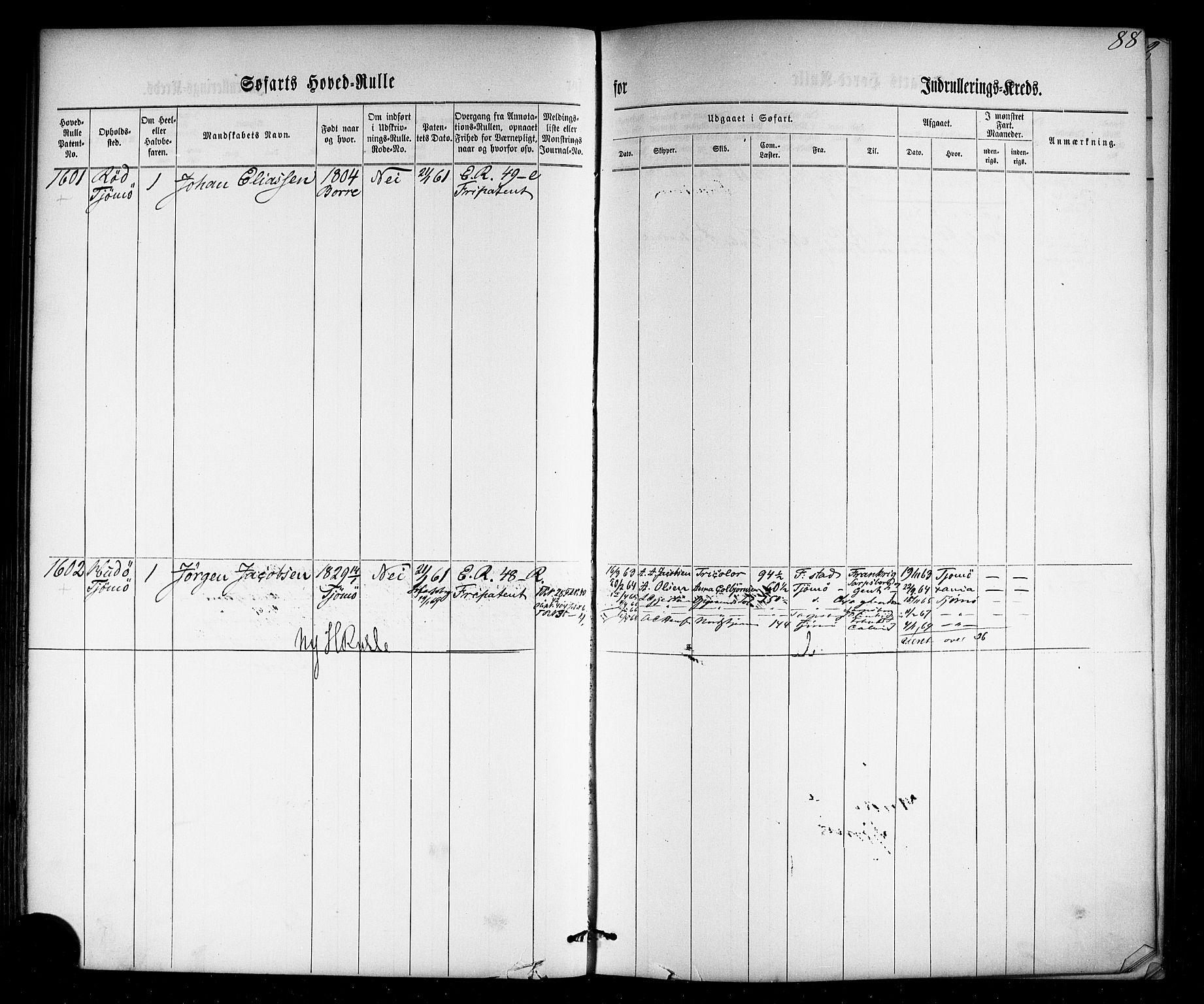 Tønsberg innrulleringskontor, SAKO/A-786/F/Fc/Fca/L0002: Hovedrulle Patent nr. 1429-2133, 1861-1868, p. 127