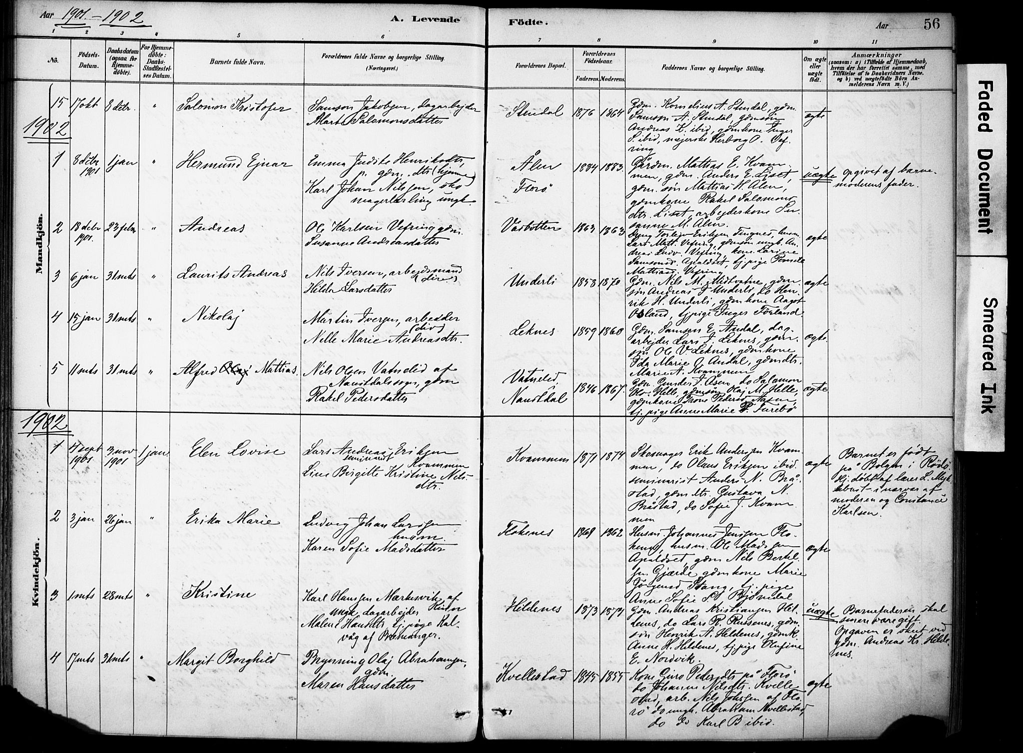 Førde sokneprestembete, SAB/A-79901/H/Haa/Haae/L0001: Parish register (official) no. E 1, 1881-1911, p. 56