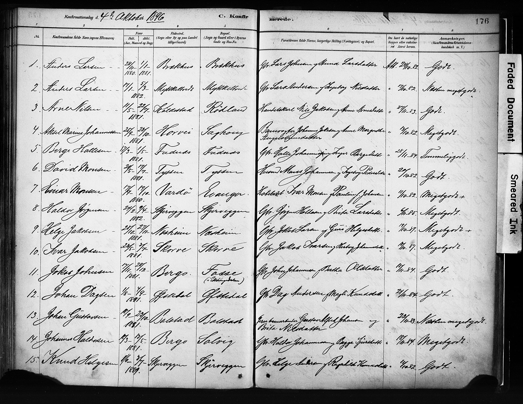Evanger sokneprestembete, SAB/A-99924: Parish register (official) no. A 1, 1877-1899, p. 176