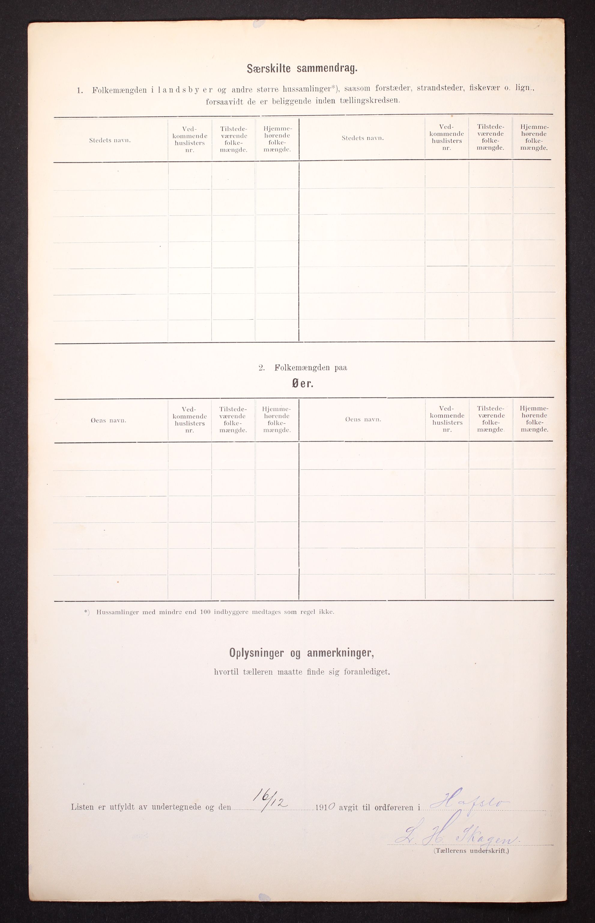 RA, 1910 census for Hafslo, 1910, p. 6