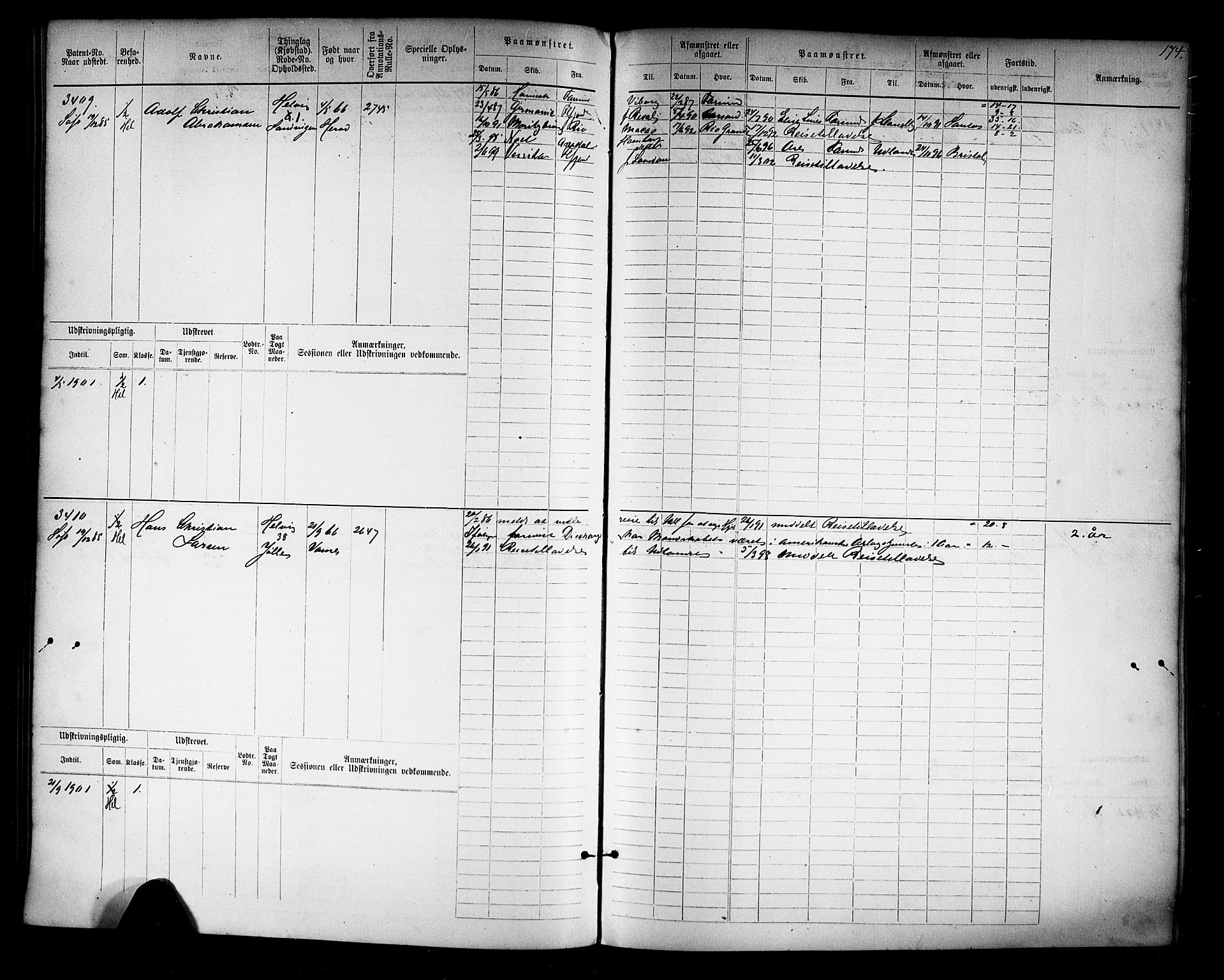 Farsund mønstringskrets, AV/SAK-2031-0017/F/Fb/L0019: Hovedrulle nr 3067-3832, Z-11, 1882-1922, p. 178