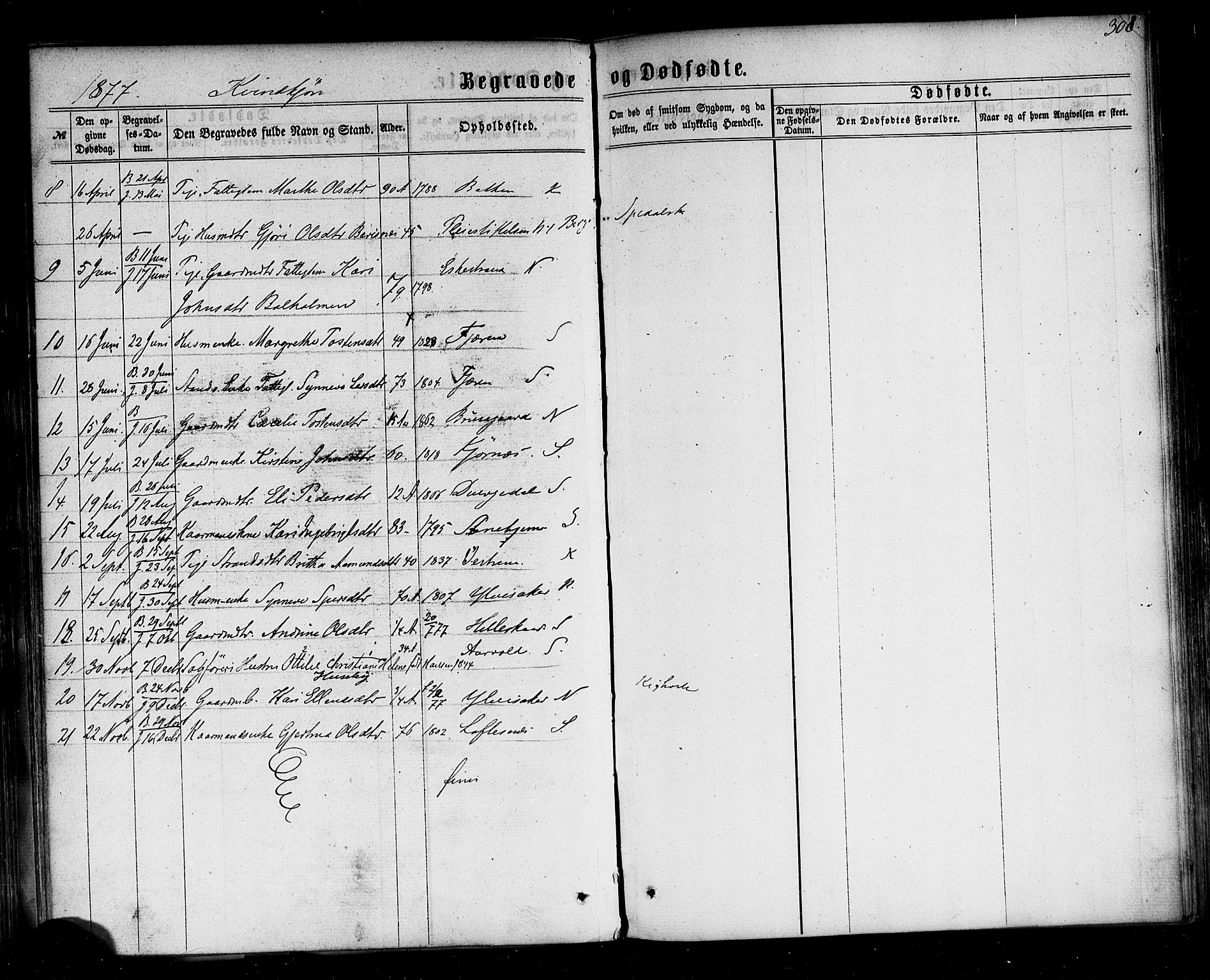 Sogndal sokneprestembete, AV/SAB-A-81301/H/Haa/Haaa/L0013: Parish register (official) no. A 13, 1859-1877, p. 308