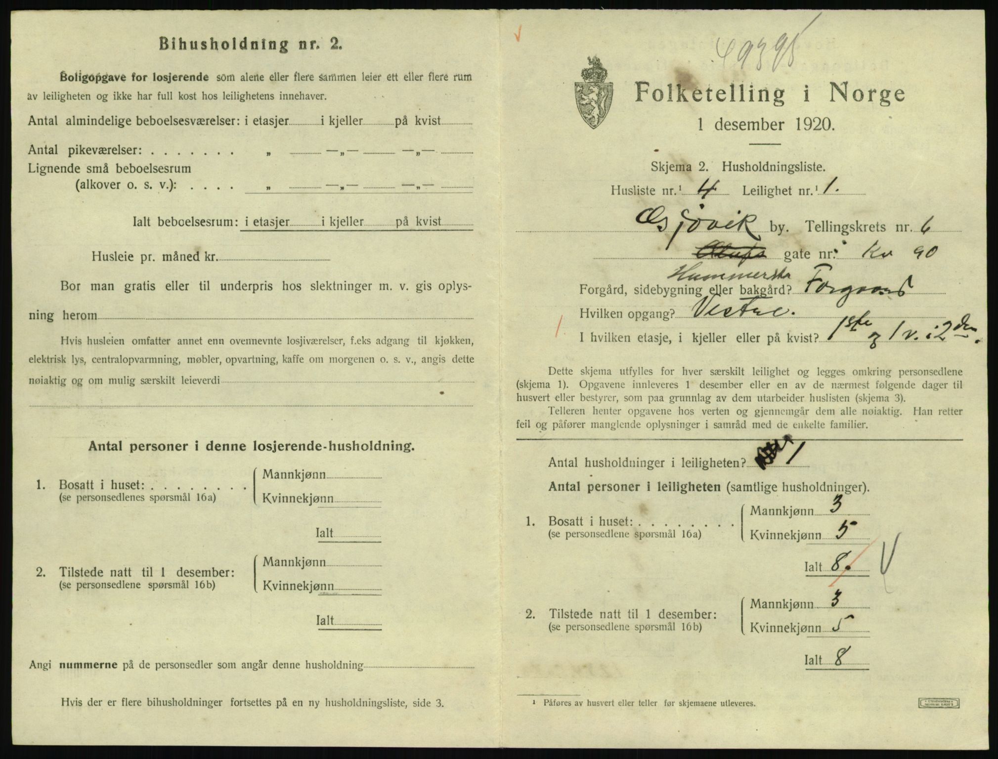 SAH, 1920 census for Gjøvik, 1920, p. 2320