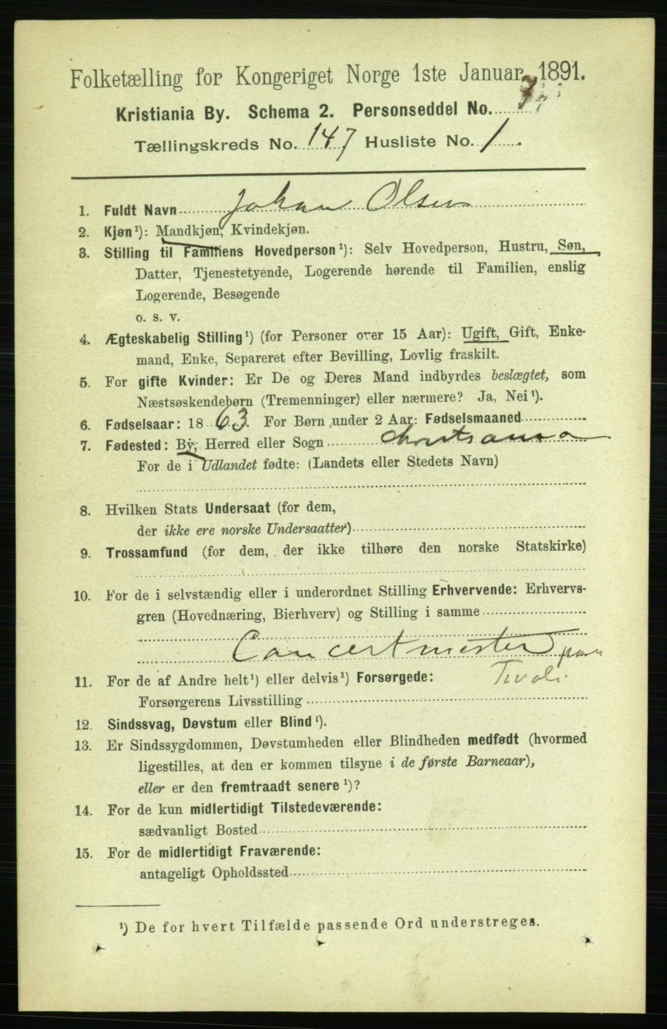 RA, 1891 census for 0301 Kristiania, 1891, p. 81600