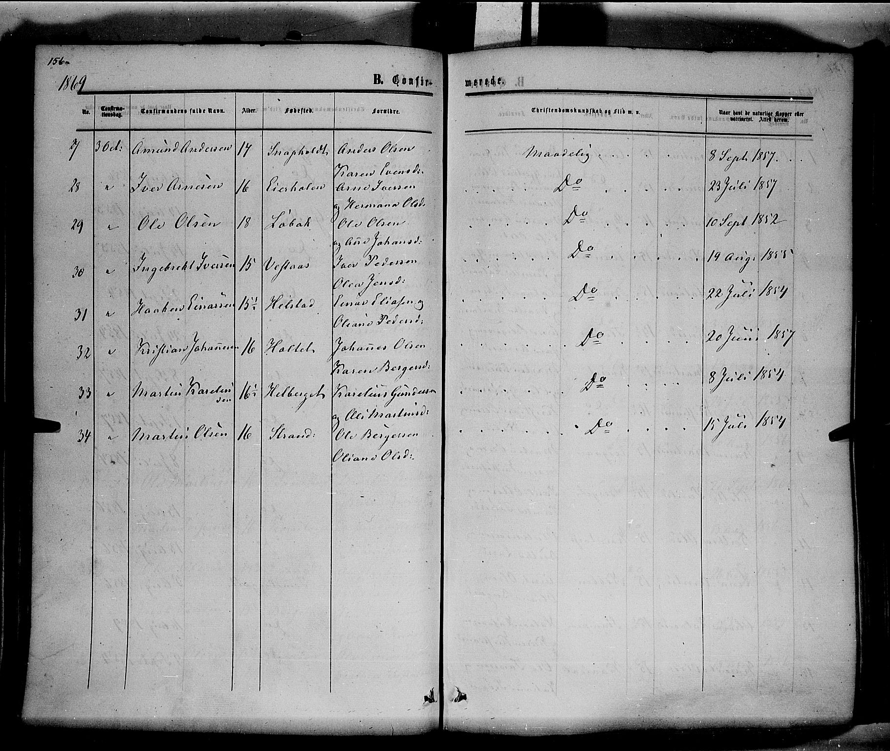 Hof prestekontor, AV/SAH-PREST-038/H/Ha/Haa/L0009: Parish register (official) no. 9, 1862-1877, p. 156