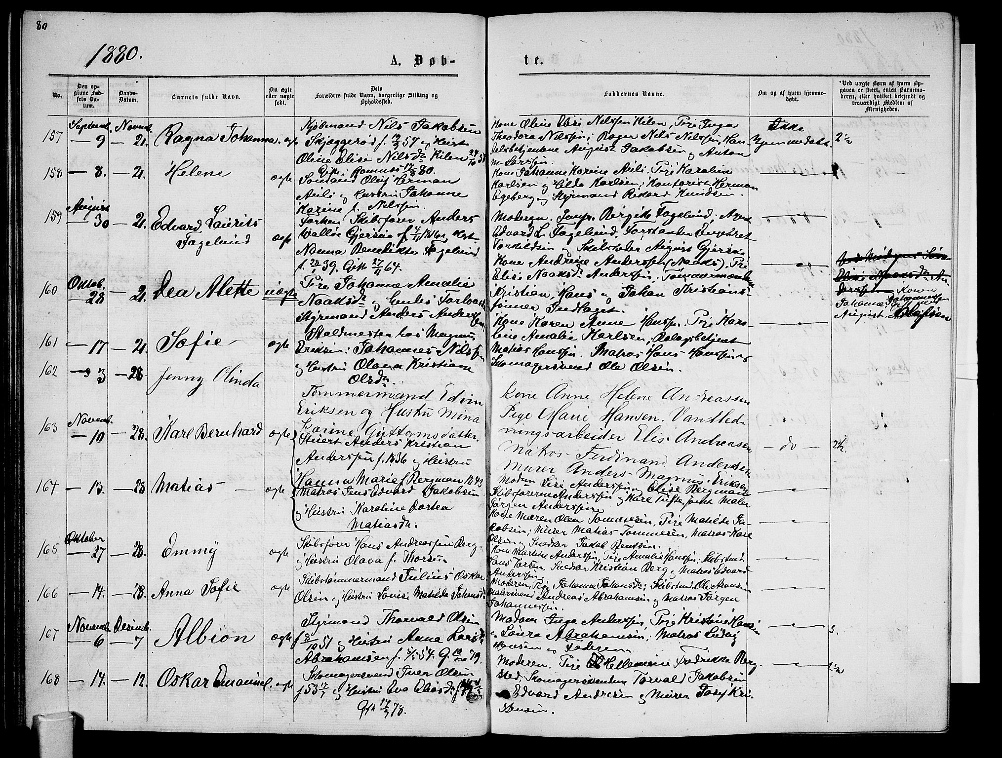 Tønsberg kirkebøker, AV/SAKO-A-330/G/Ga/L0005: Parish register (copy) no. 5, 1875-1885, p. 80