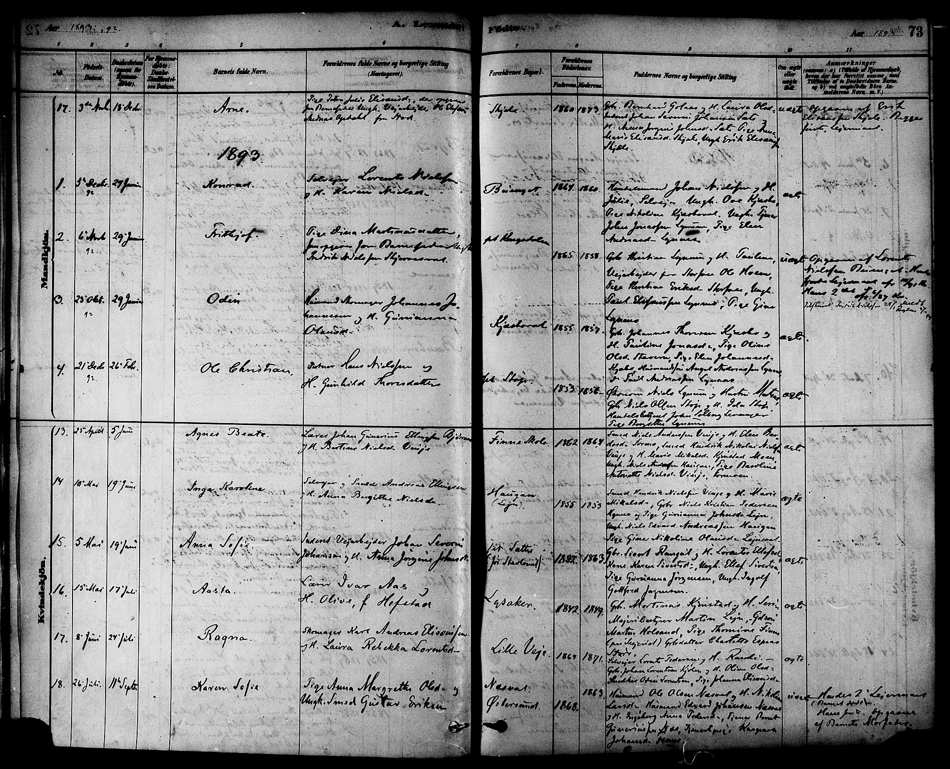 Ministerialprotokoller, klokkerbøker og fødselsregistre - Nord-Trøndelag, SAT/A-1458/717/L0159: Parish register (official) no. 717A09, 1878-1898, p. 73