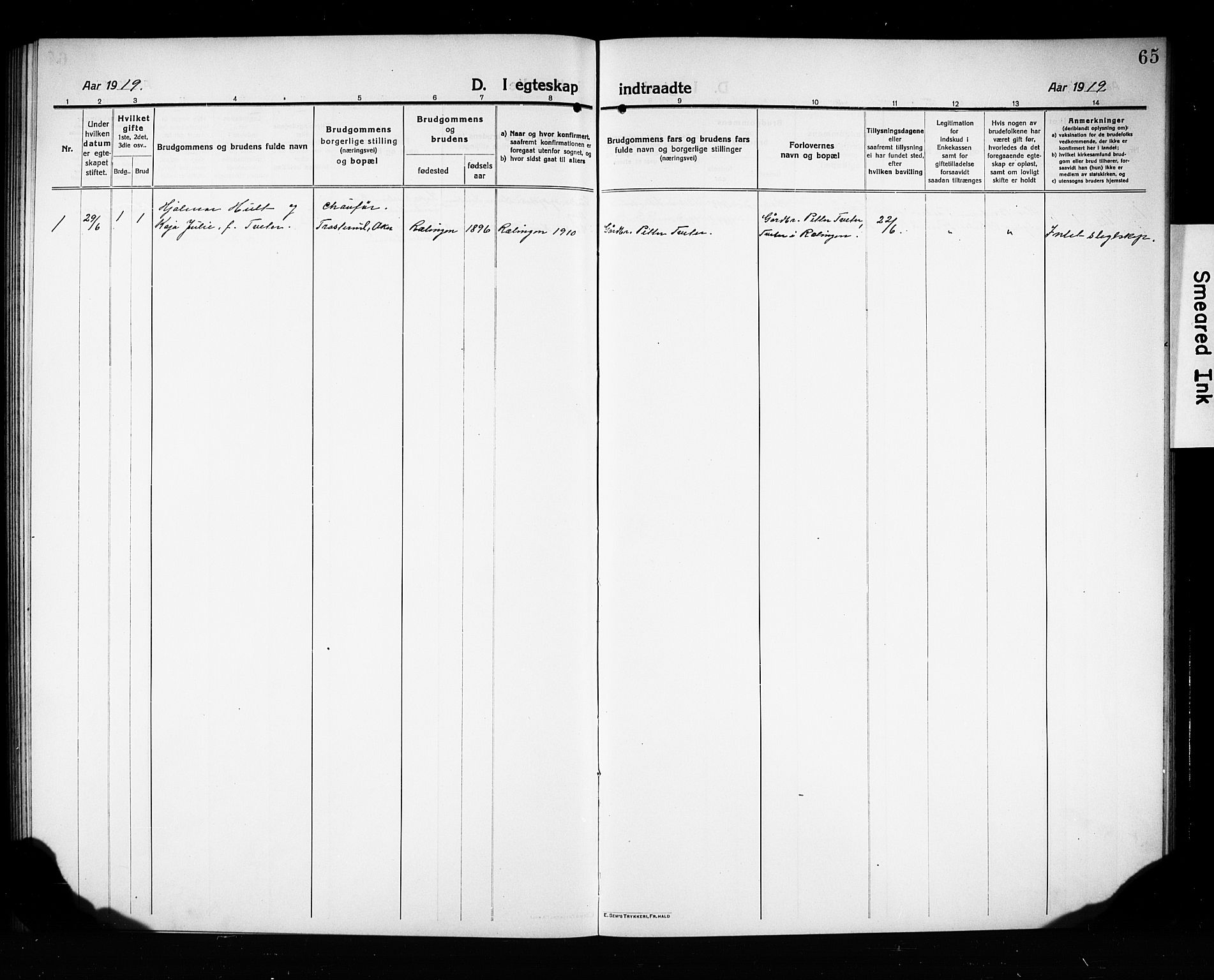 Fet prestekontor Kirkebøker, AV/SAO-A-10370a/G/Gb/L0006: Parish register (copy) no. II 6, 1914-1925, p. 65