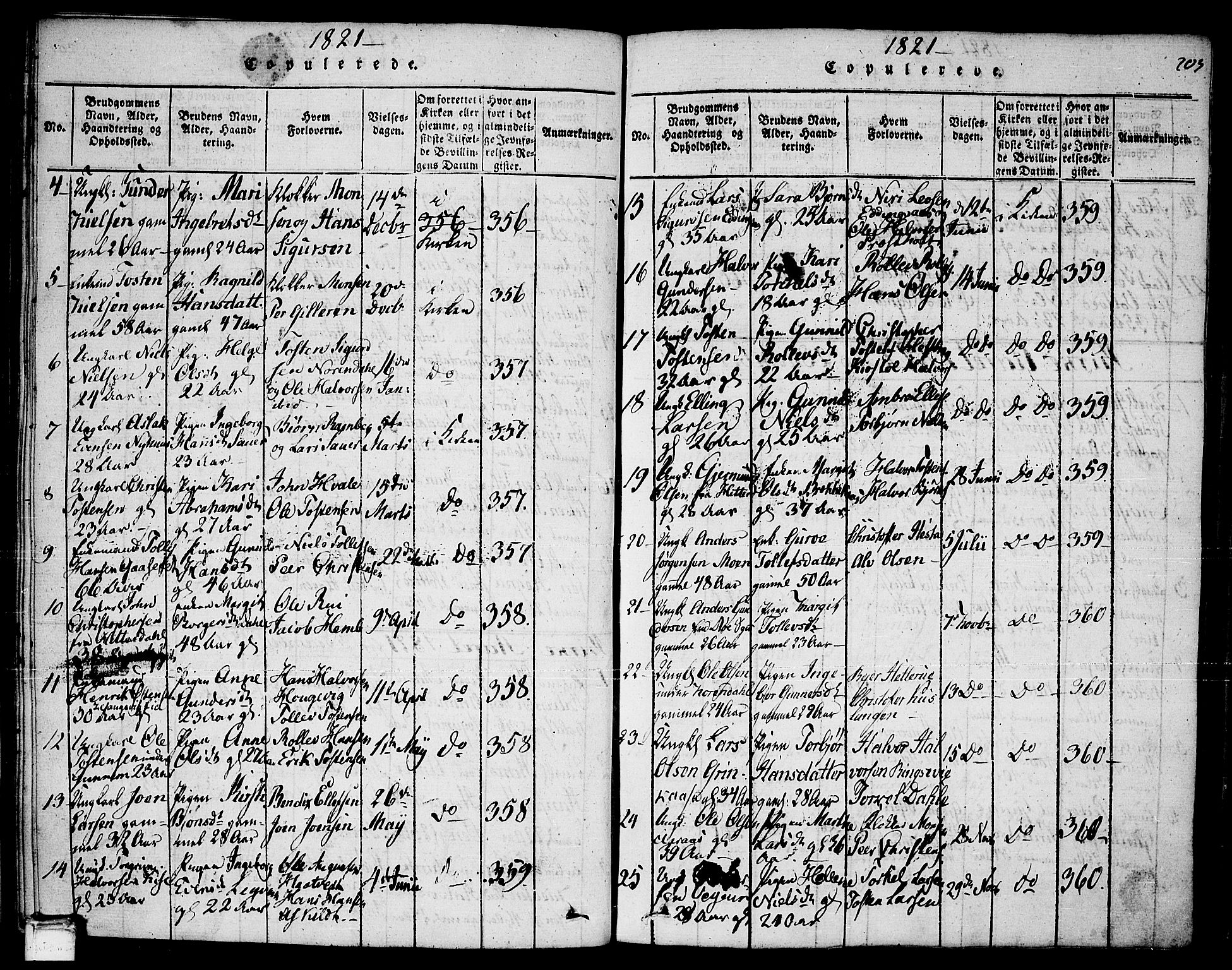 Sauherad kirkebøker, AV/SAKO-A-298/F/Fa/L0005: Parish register (official) no. I 5, 1815-1829, p. 203