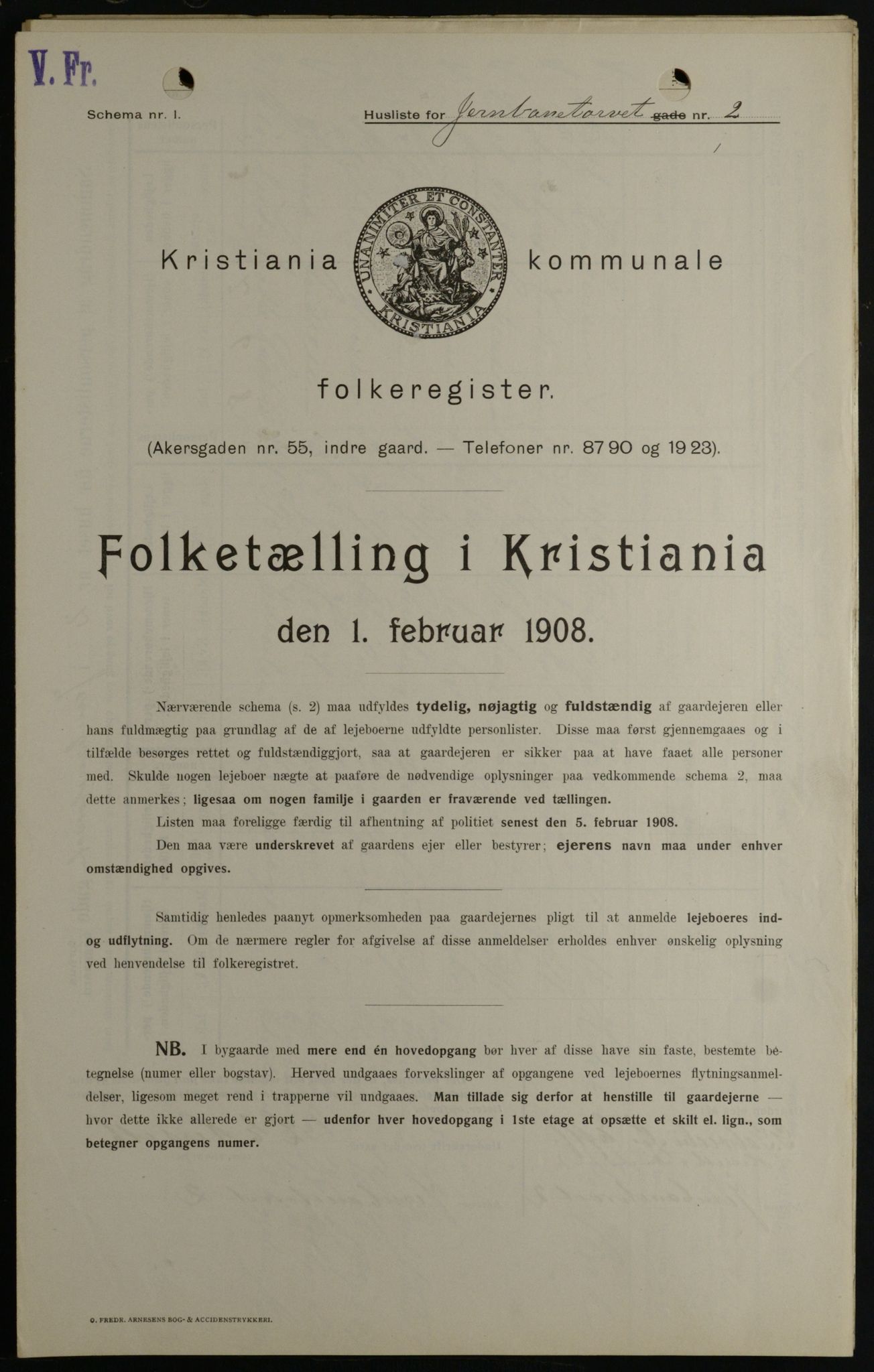 OBA, Municipal Census 1908 for Kristiania, 1908, p. 41916