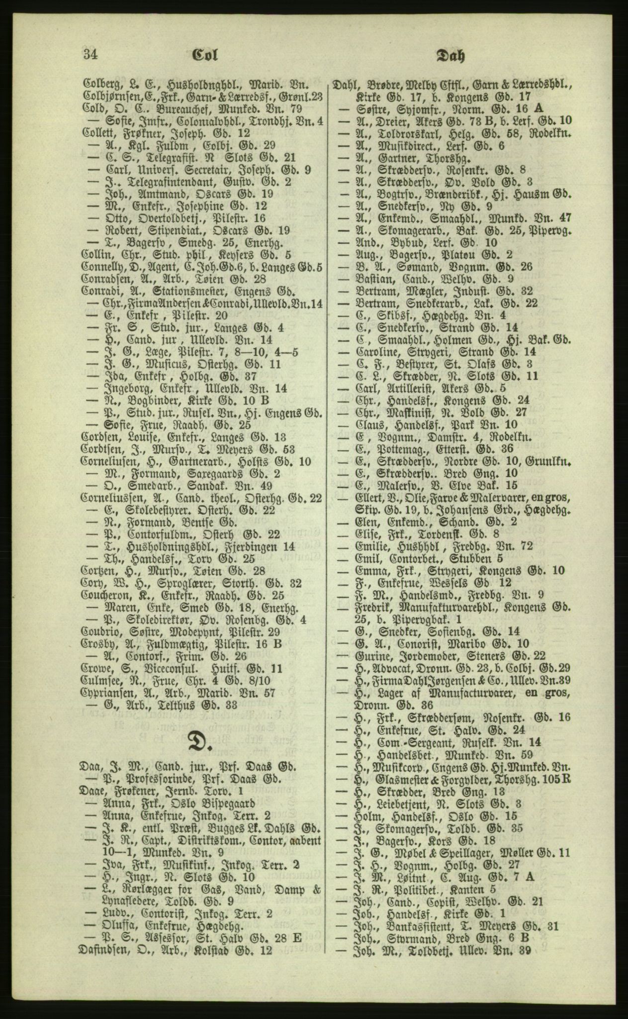 Kristiania/Oslo adressebok, PUBL/-, 1879, p. 34