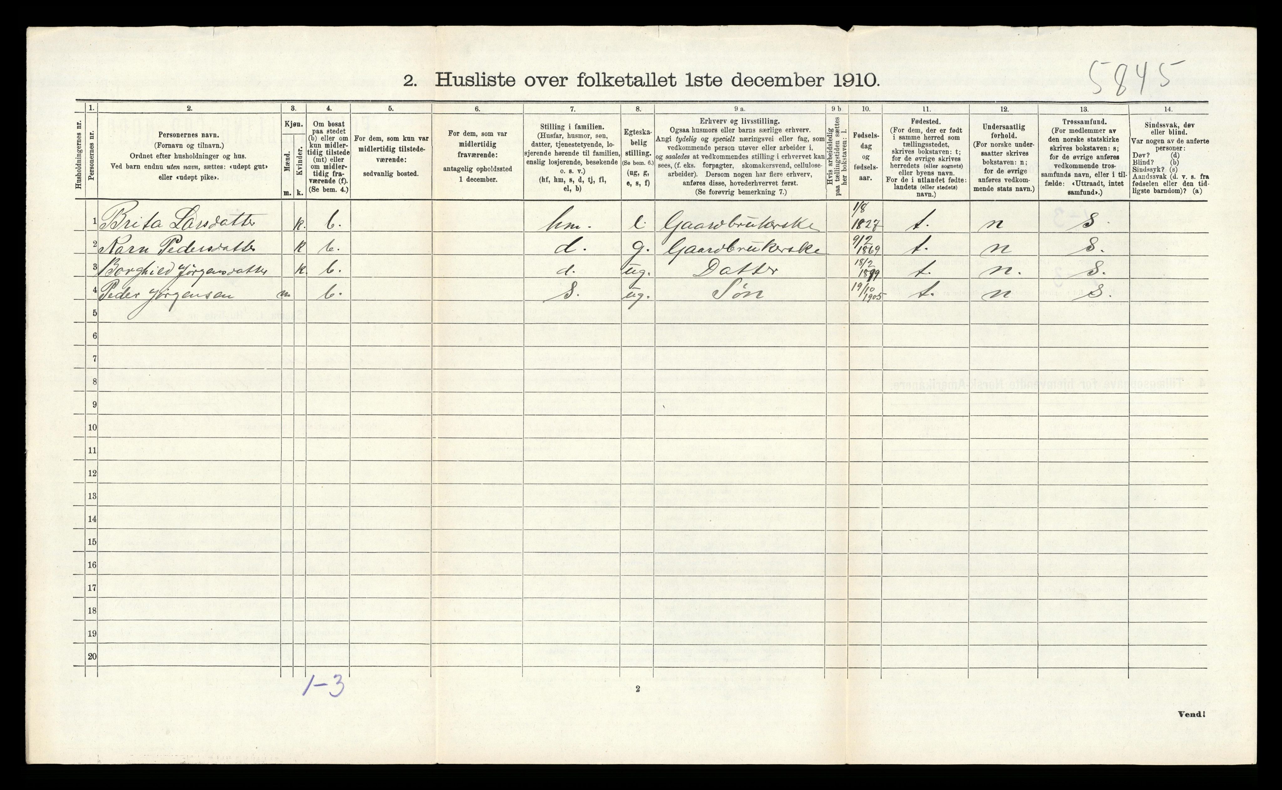 RA, 1910 census for Alversund, 1910, p. 891