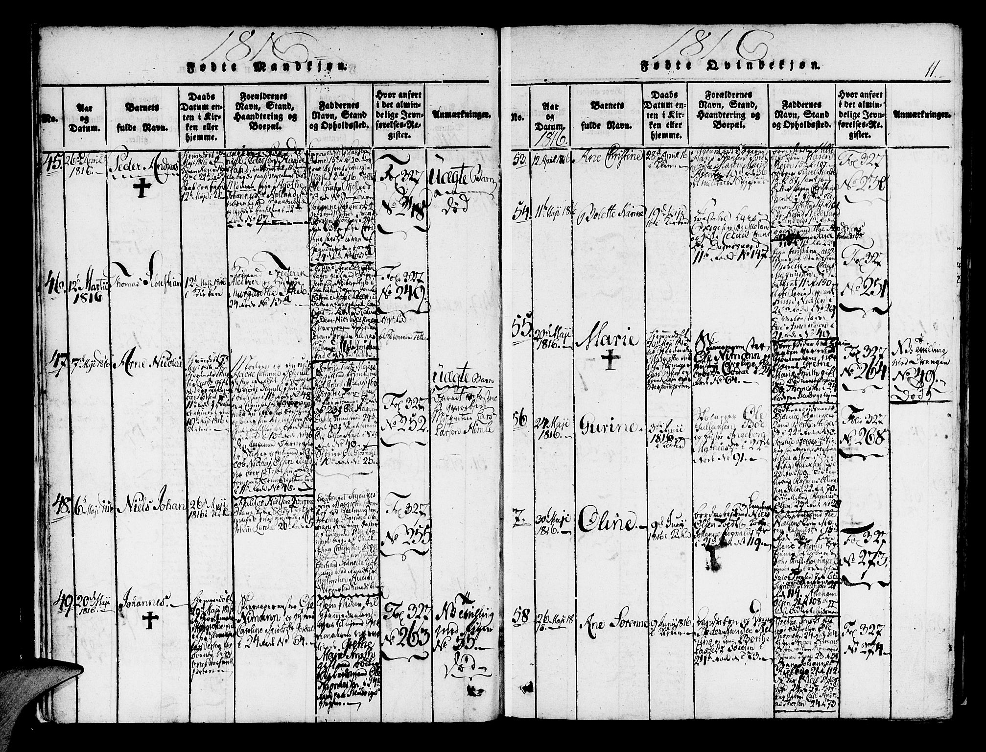 Korskirken sokneprestembete, SAB/A-76101/H/Haa/L0013: Parish register (official) no. A 13, 1815-1822, p. 11