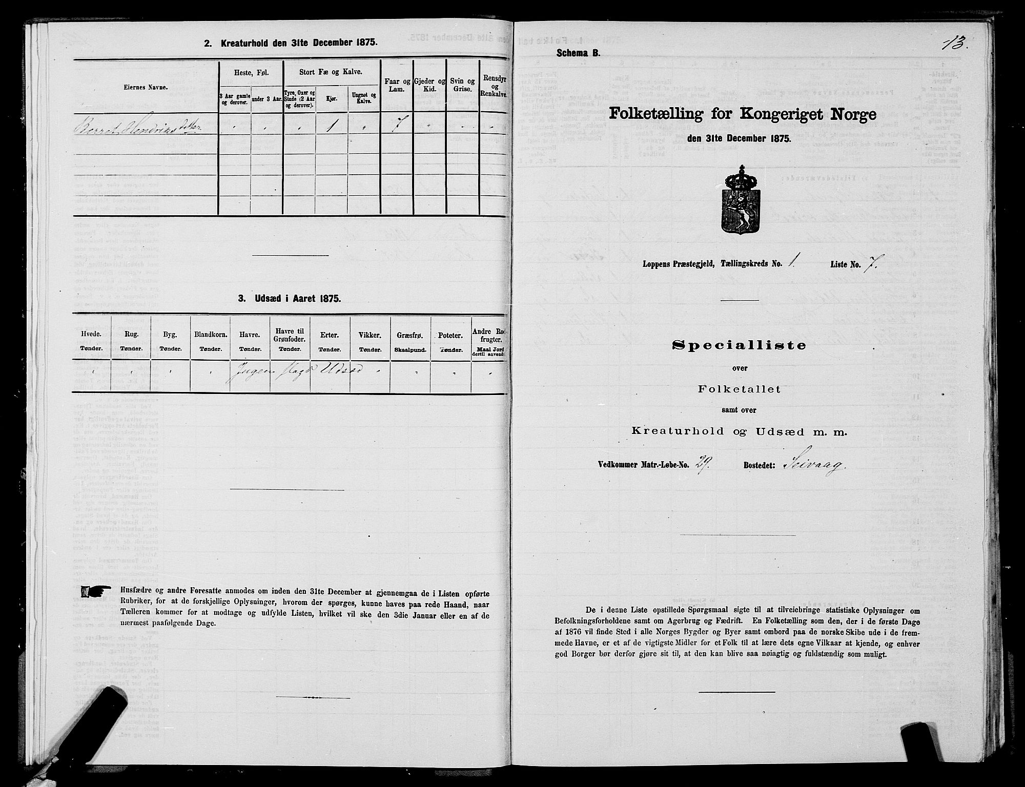 SATØ, 1875 census for 2014P Loppa, 1875, p. 1013