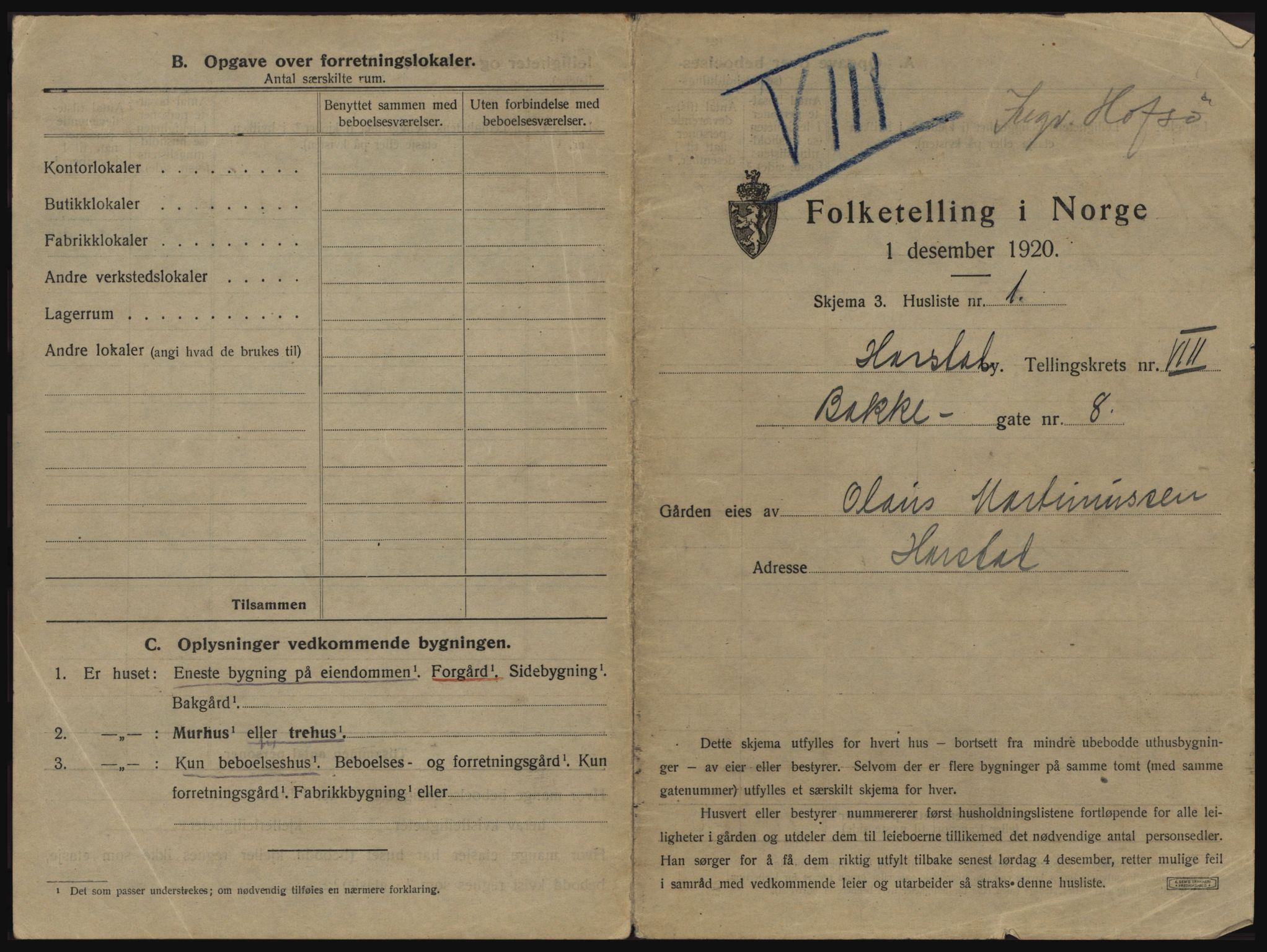 SATØ, 1920 census for Harstad, 1920, p. 765