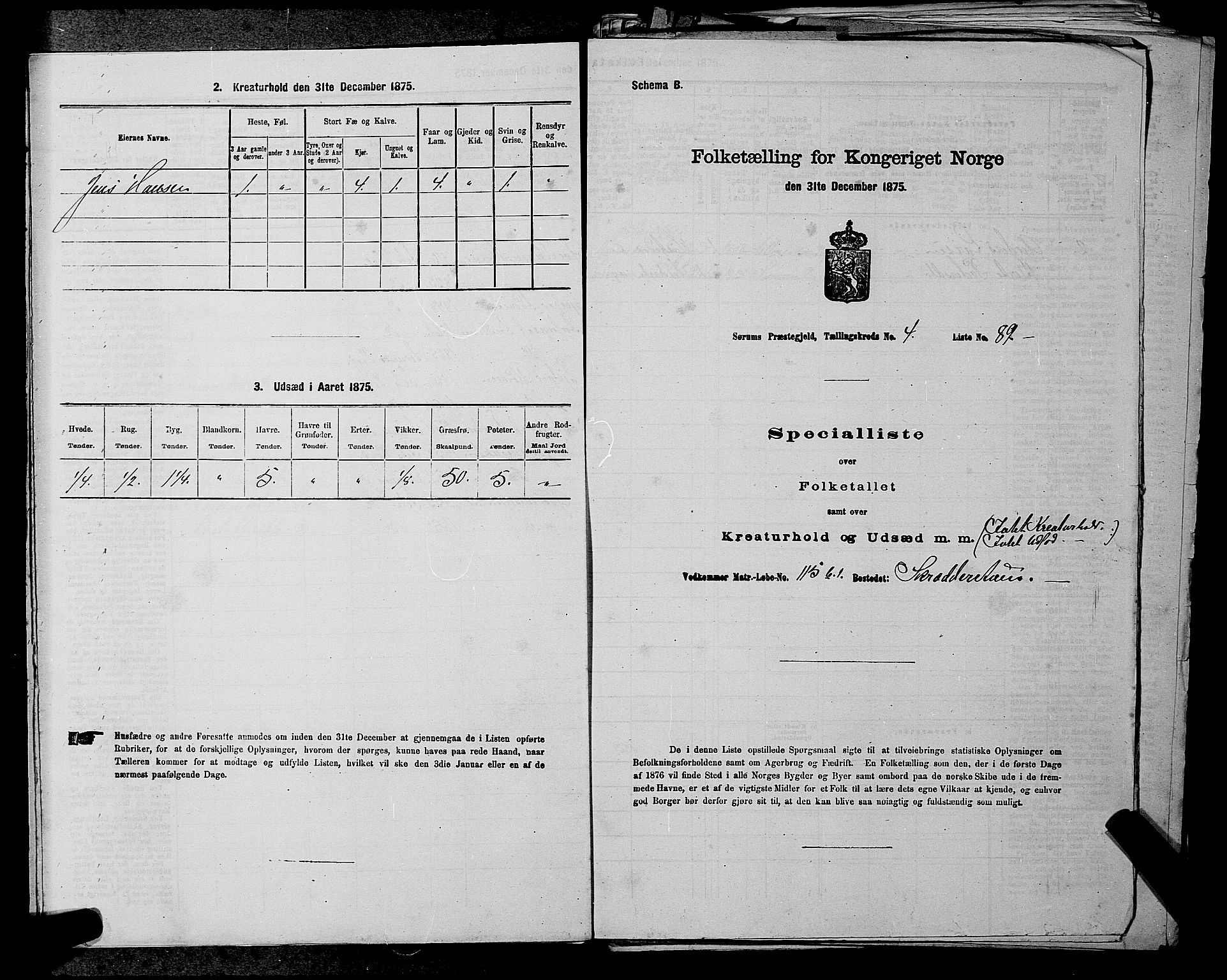 RA, 1875 census for 0226P Sørum, 1875, p. 639