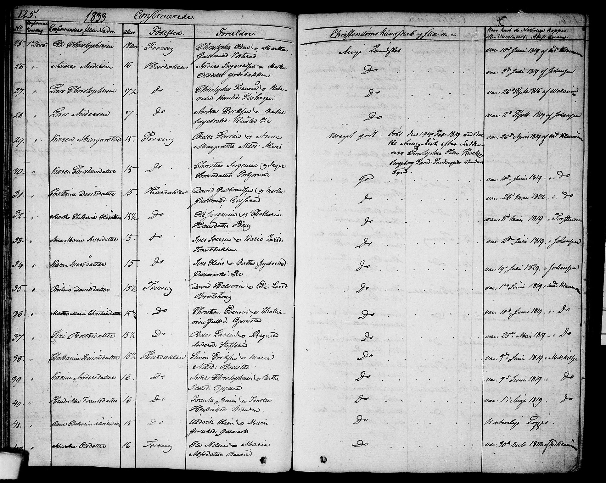 Hurdal prestekontor Kirkebøker, AV/SAO-A-10889/F/Fa/L0004: Parish register (official) no. I 4, 1828-1845, p. 125