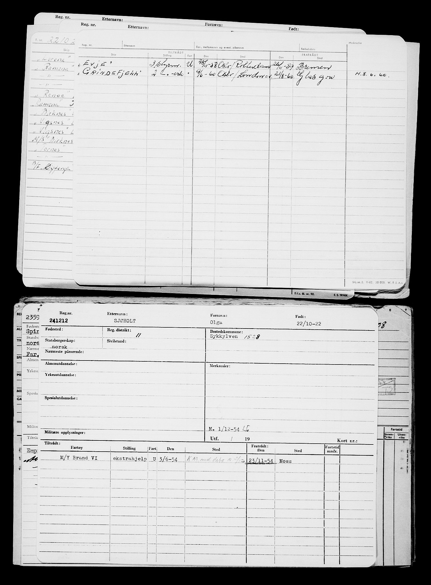 Direktoratet for sjømenn, RA/S-3545/G/Gb/L0211: Hovedkort, 1922, p. 445