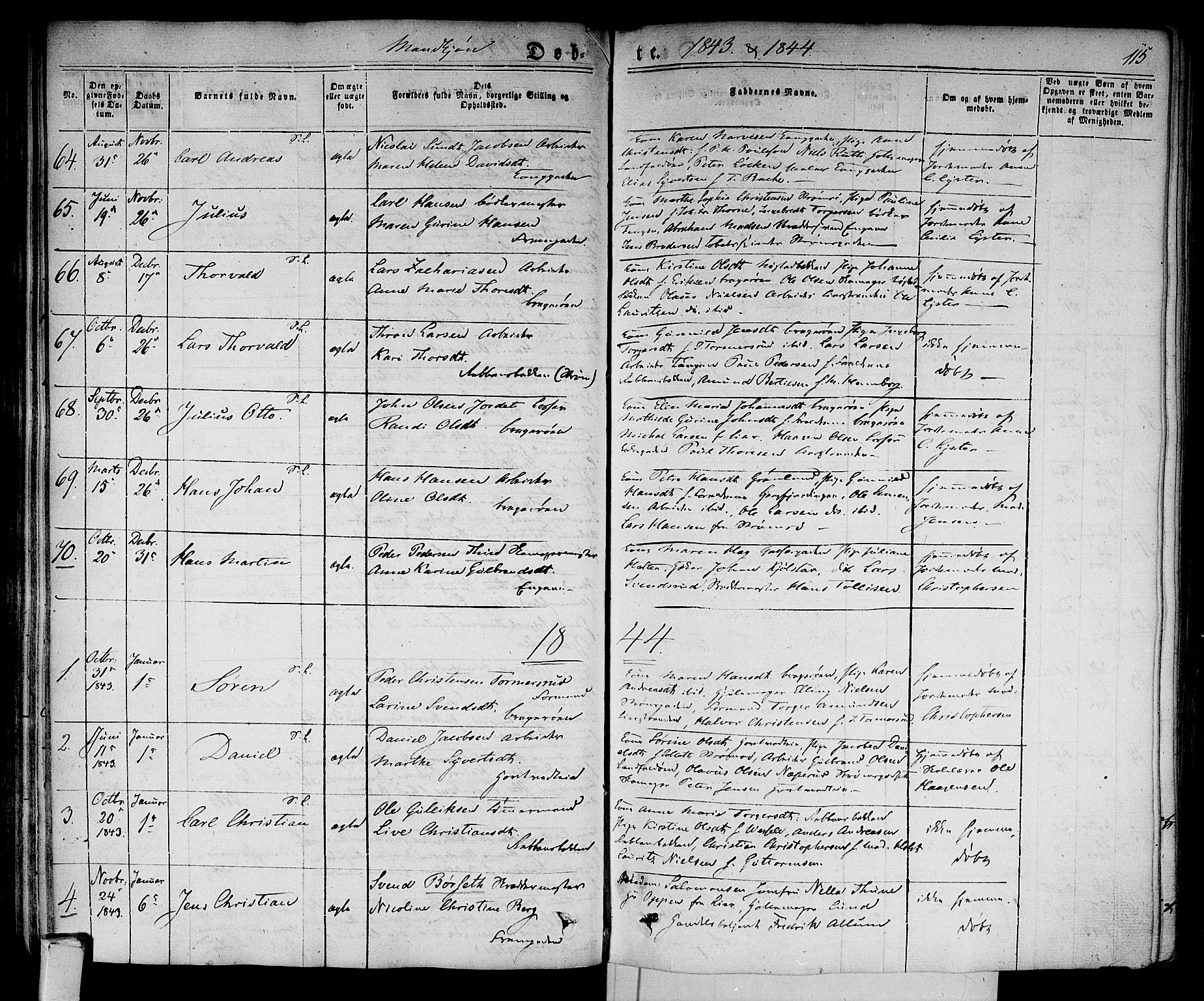 Bragernes kirkebøker, AV/SAKO-A-6/F/Fb/L0001: Parish register (official) no. II 1, 1830-1847, p. 115